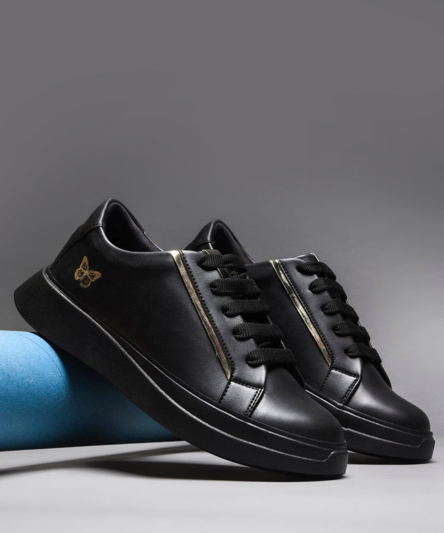 JM Looks Metallic Sneakers for Women | Lace-Up Chunky Sole