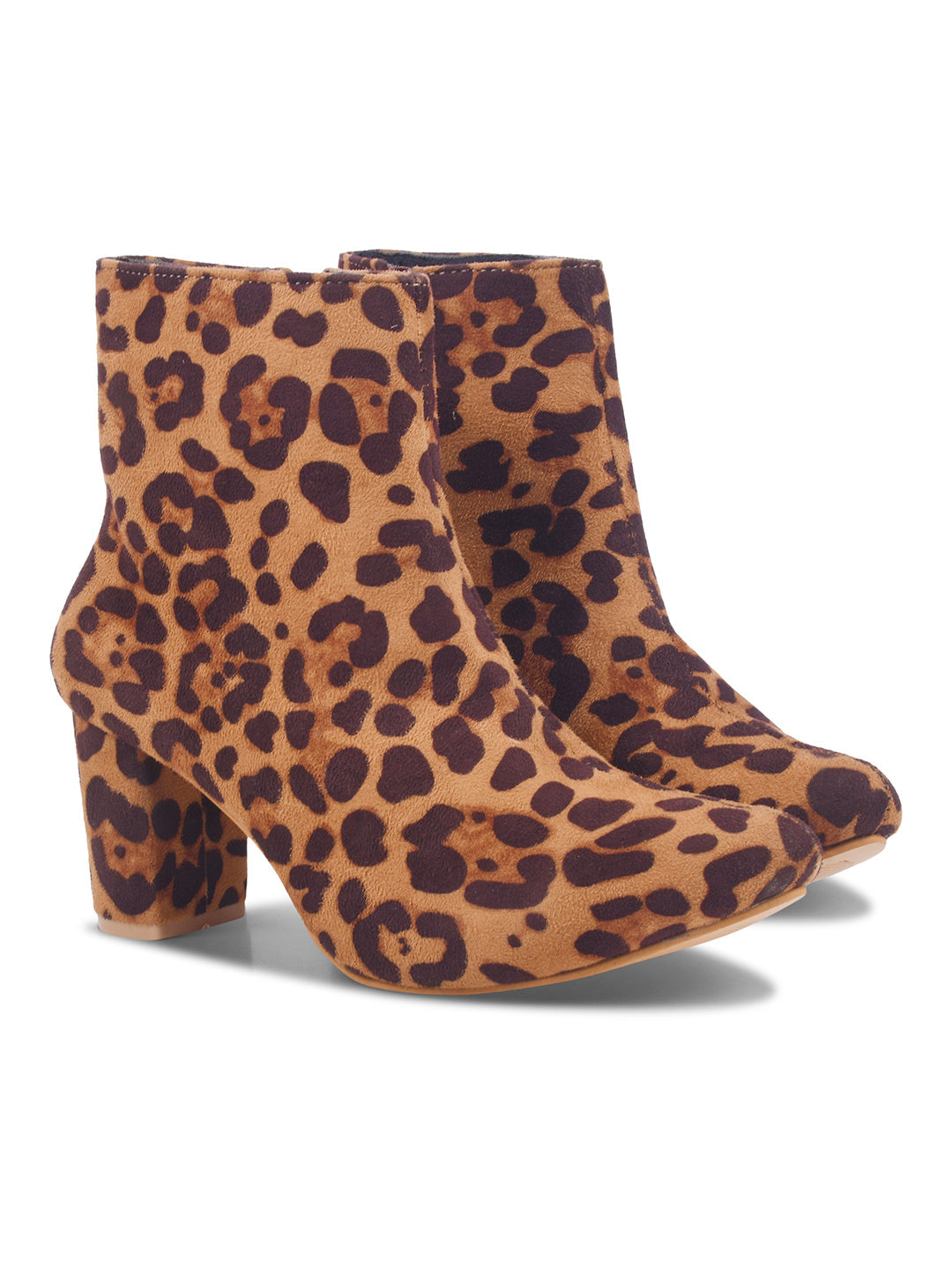 JM Looks Women Block Heel Ankle Boots with Zipper Pointed Toe
