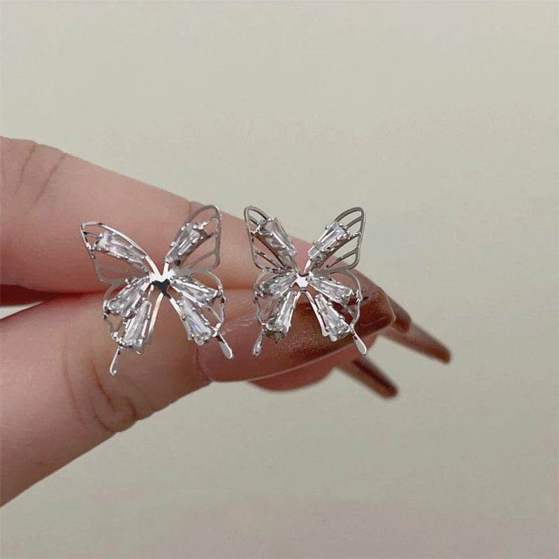 Salty Diamond Butterfly Stud Earrings