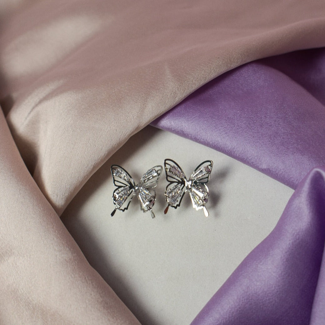 Salty Diamond Butterfly Stud Earrings