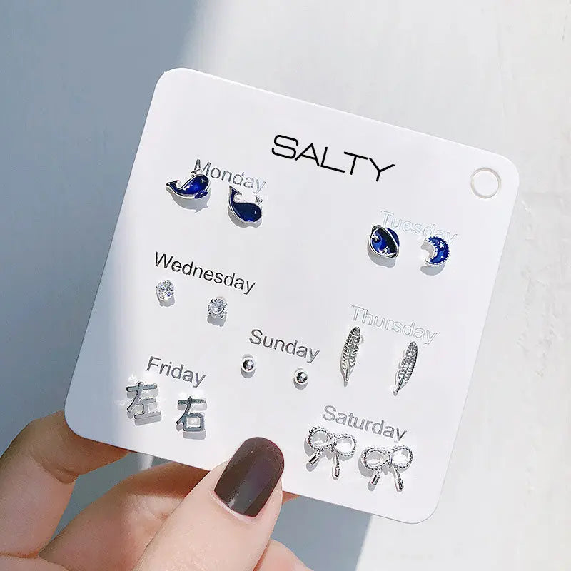 Salty "Dream" Weekly 7 Stud Earrings Set