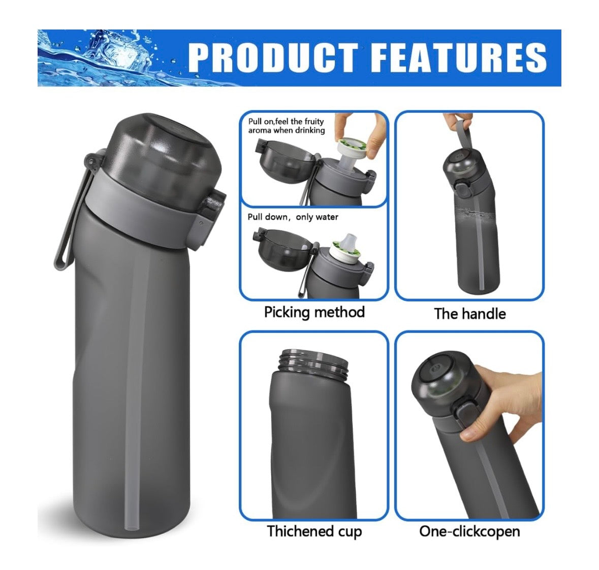 Dimorra Air-Up Scent-Based Water Bottle – Ombré Starter Kit with 5 Flavor Pods