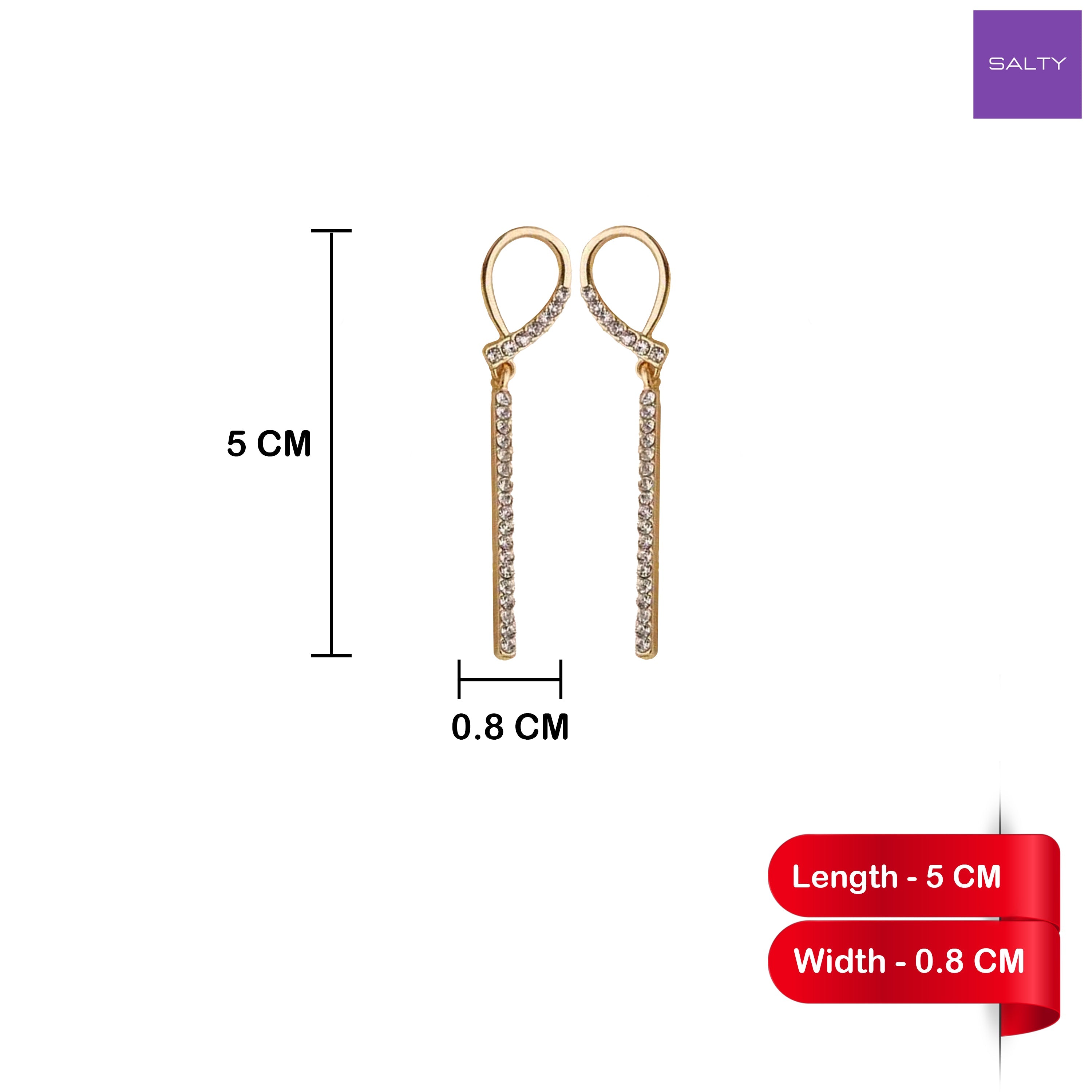 Salty Waterdrop Shape Ribbon Dangle Zircon Earrings