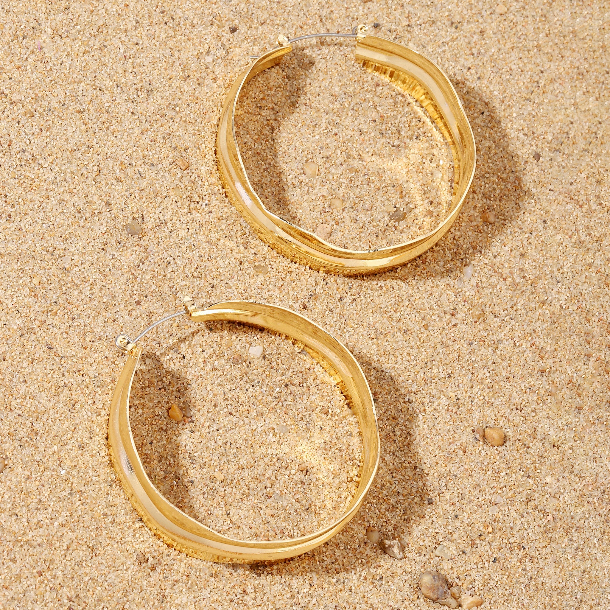 Salty Craggy Big Gold Hoop Earring