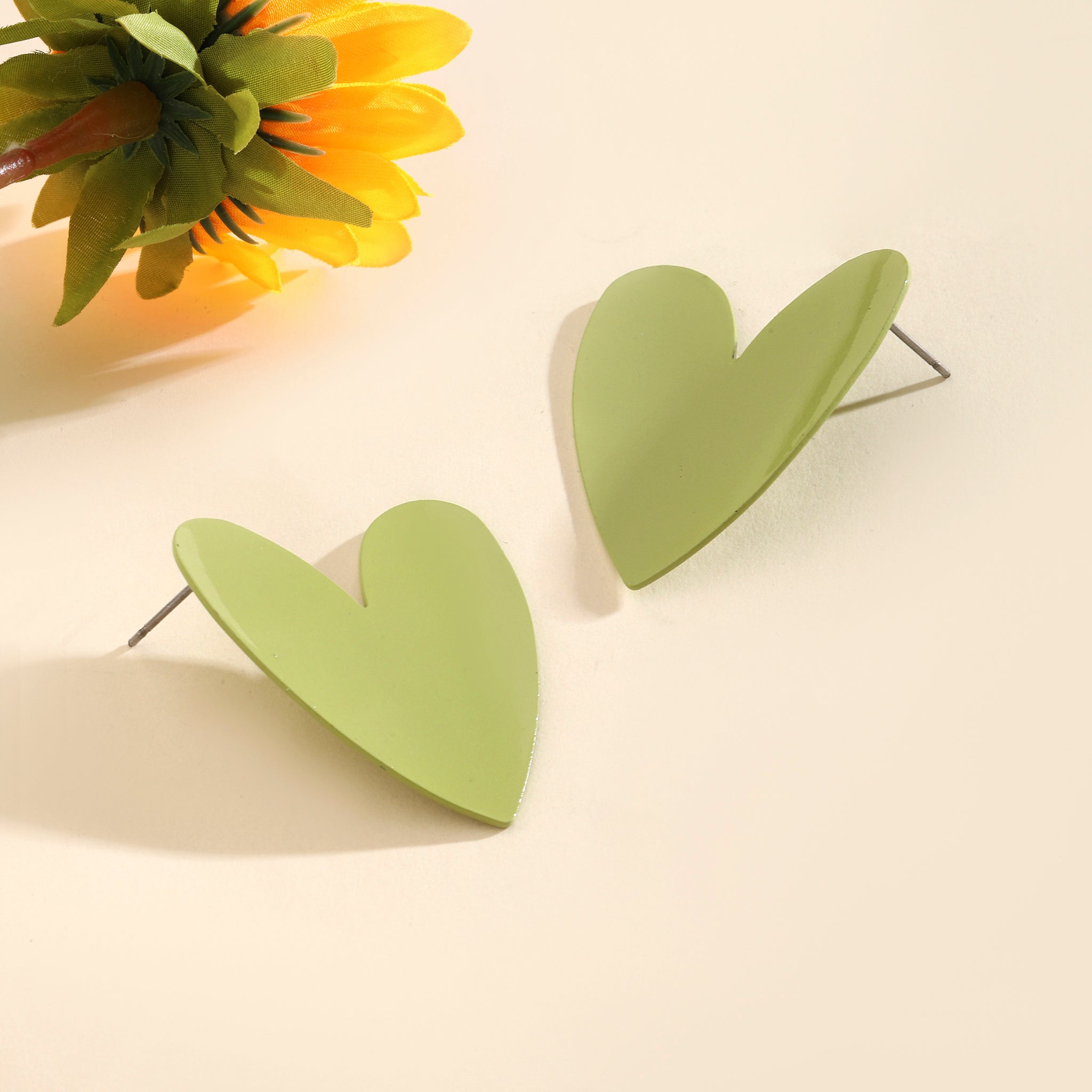 Salty Green Heart Acrylic Earring