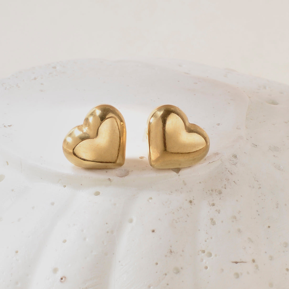 Salty Tender Heart Gold Earrings