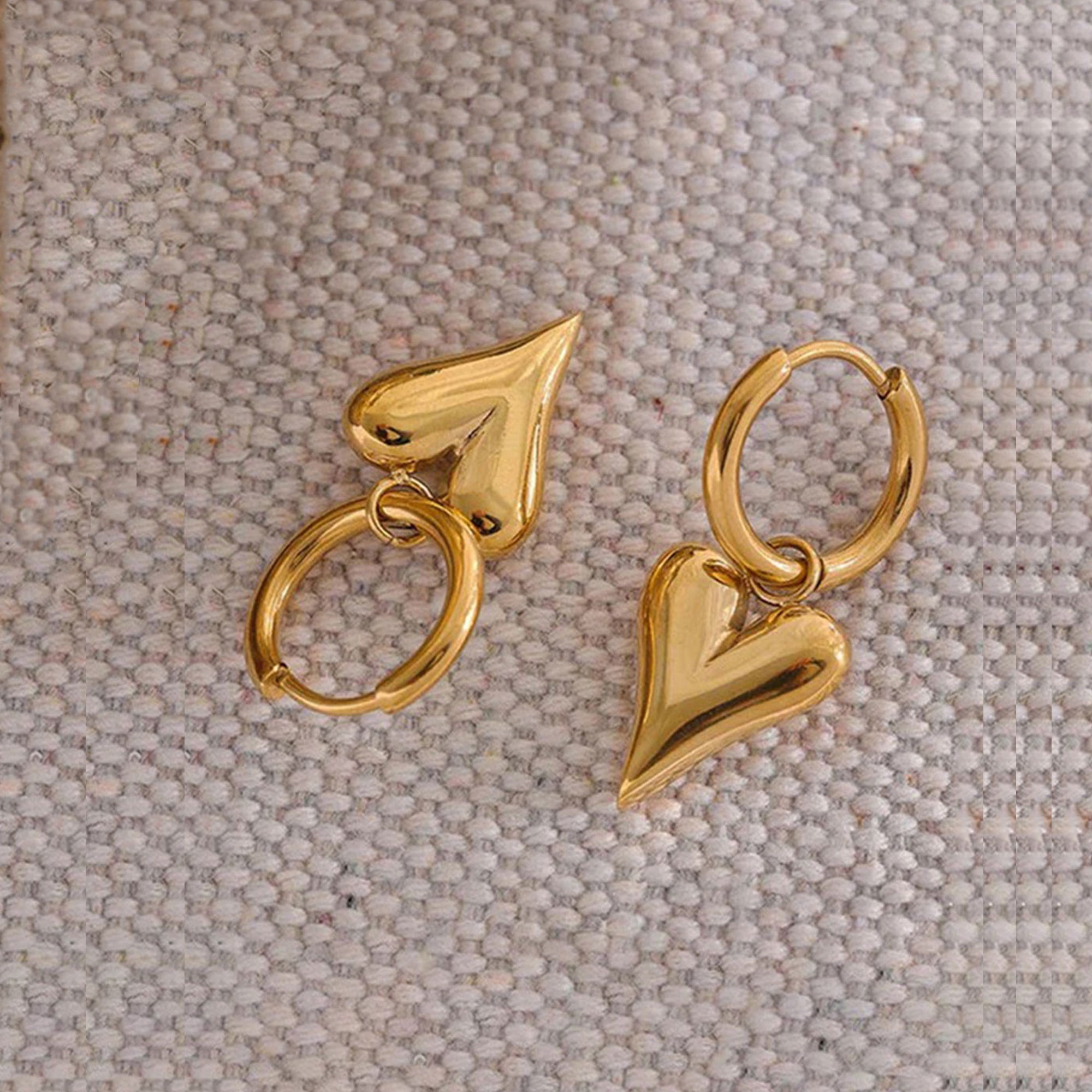 Salty Golden Heart Hoop Earrings