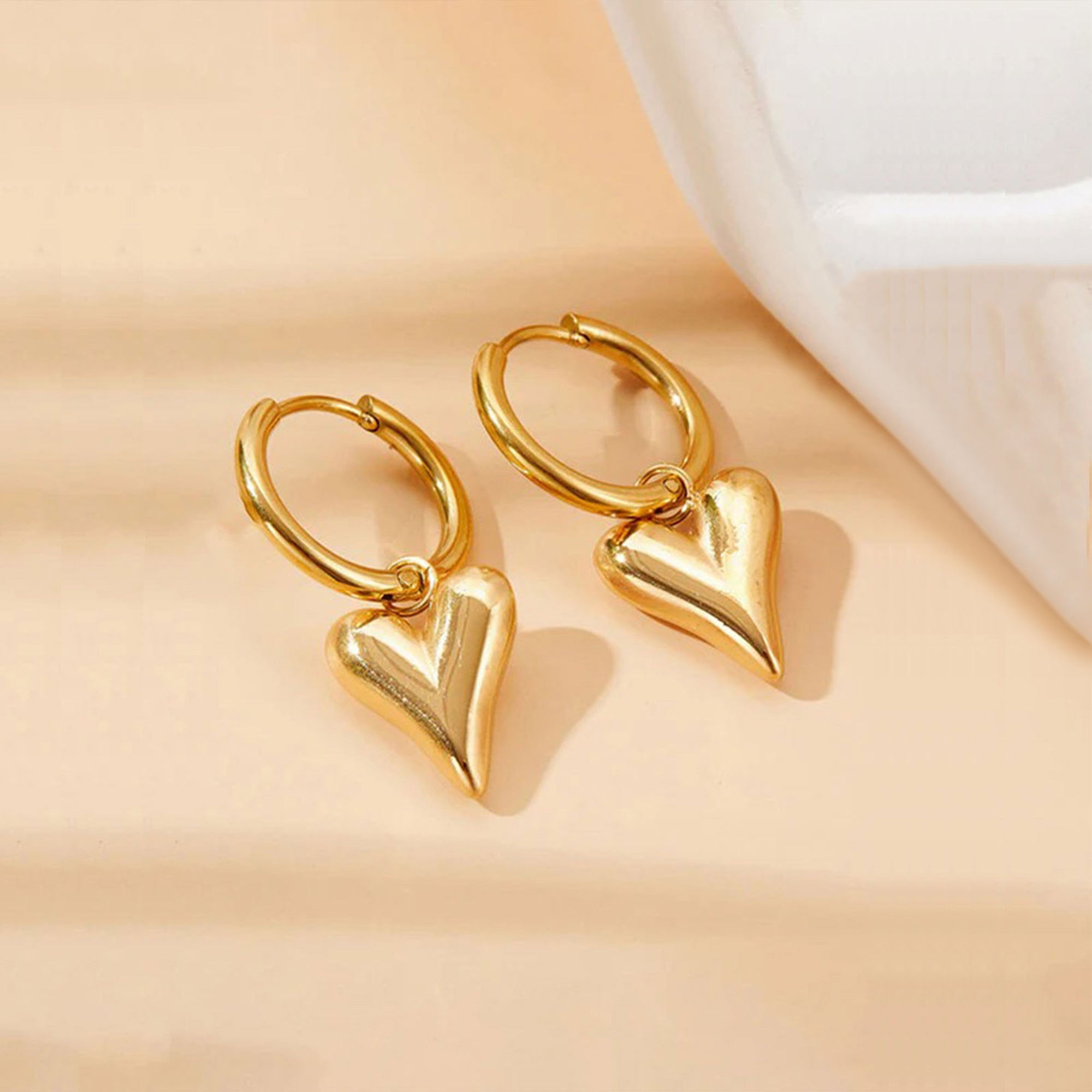 Salty Golden Heart Hoop Earrings