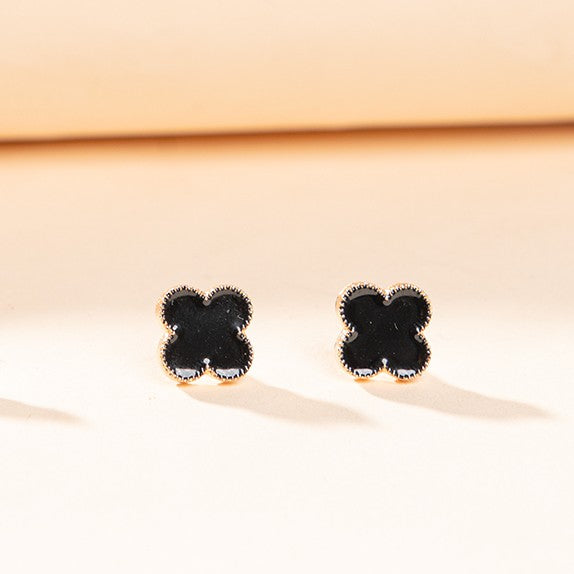 Salty Noir Clover Bloom Studs