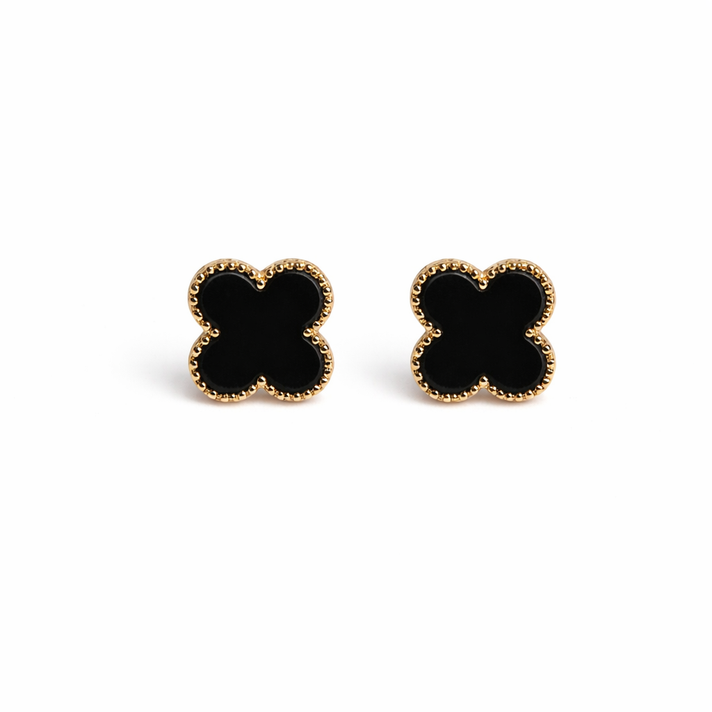 Salty Noir Clover Bloom Studs