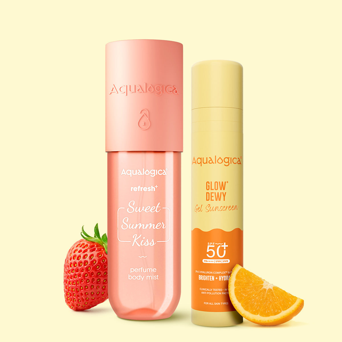 Aqualogica Refresh+ Sweet Summer Kiss Perfume Body Mist & Glow+ Dewy Sunscreen