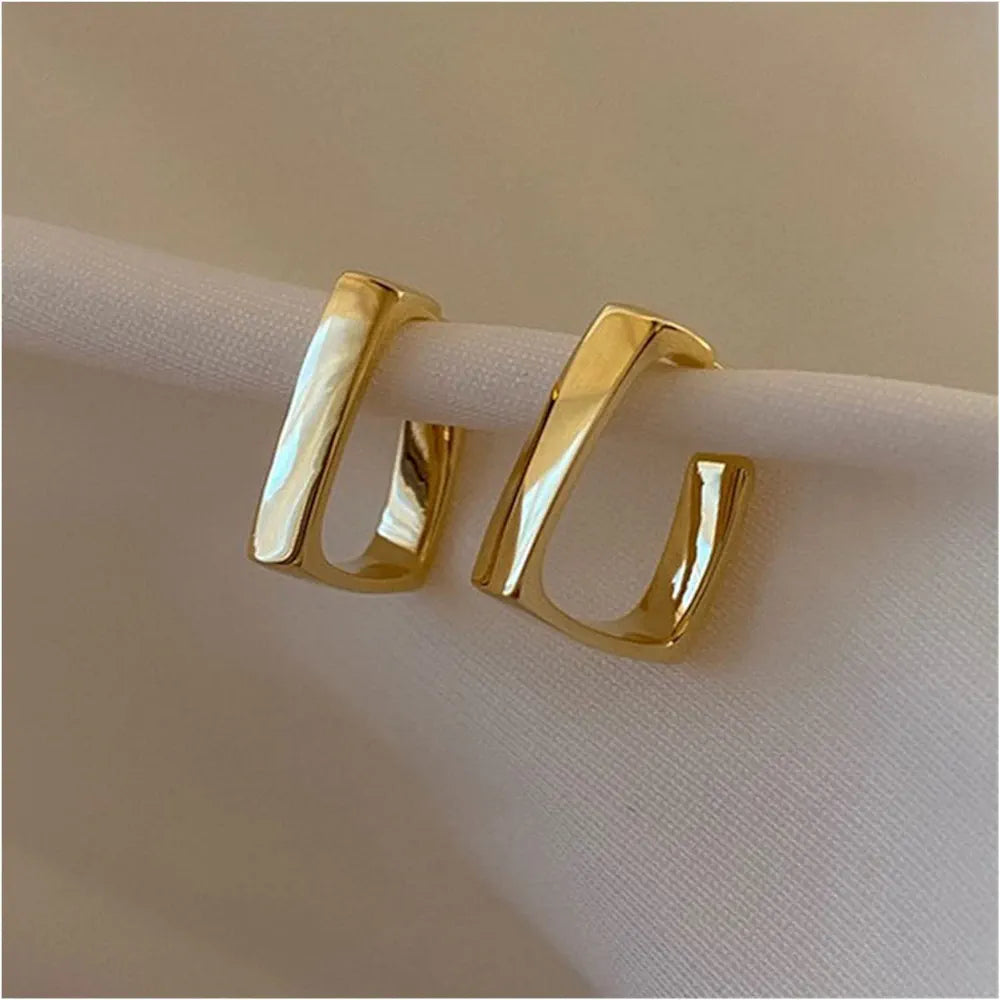 Salty Gold Shine Square Hoop Hugging Earrings