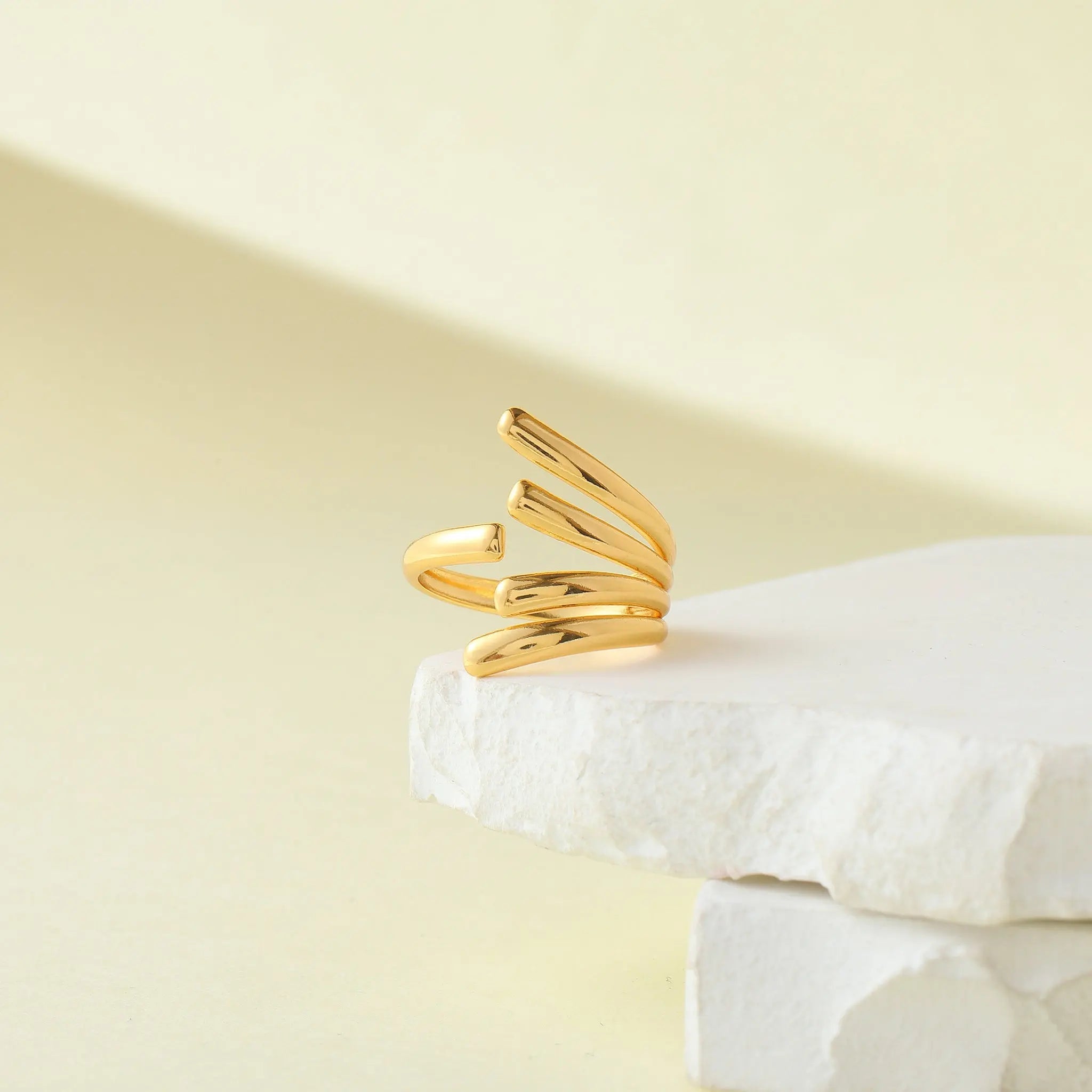 Salty Golden Cascade Statement Ring