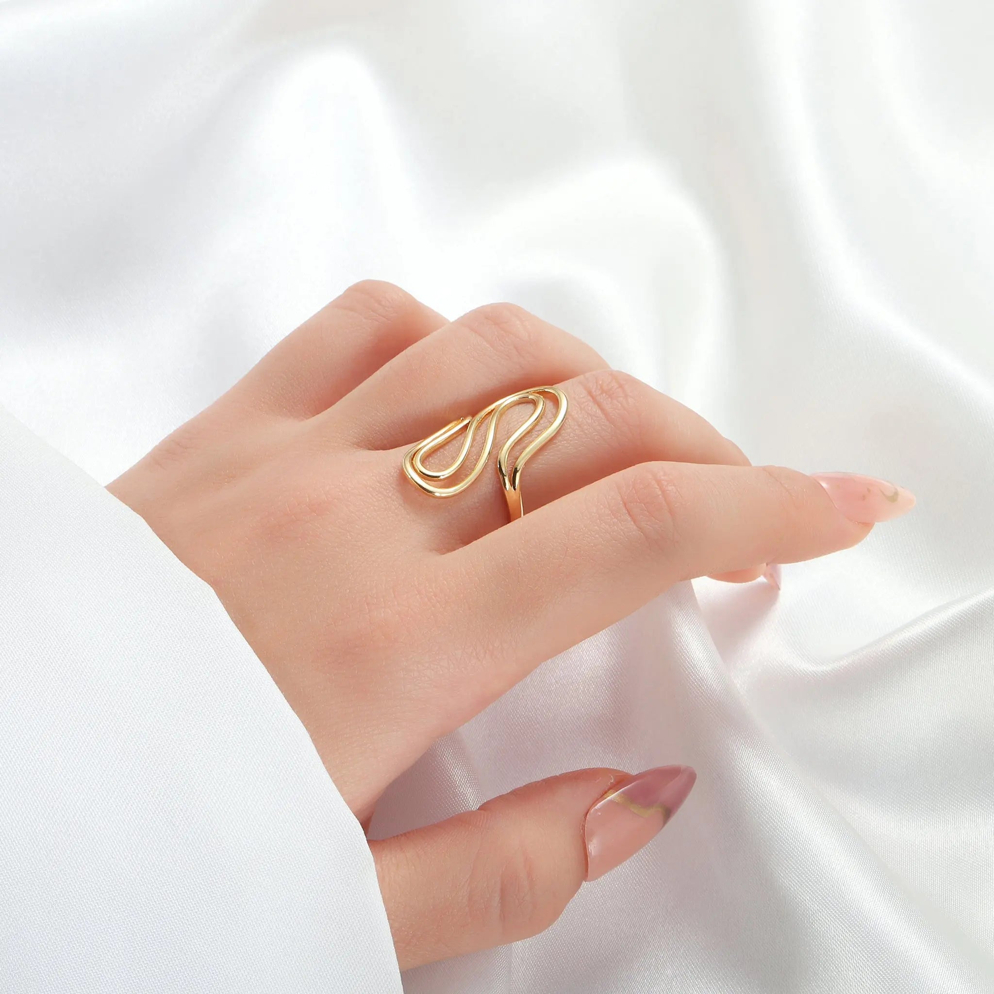 Salty Golden Wave Wrap Ring