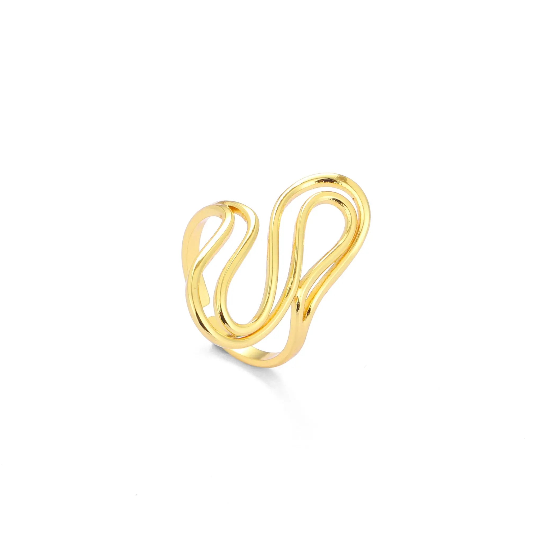 Salty Golden Wave Wrap Ring