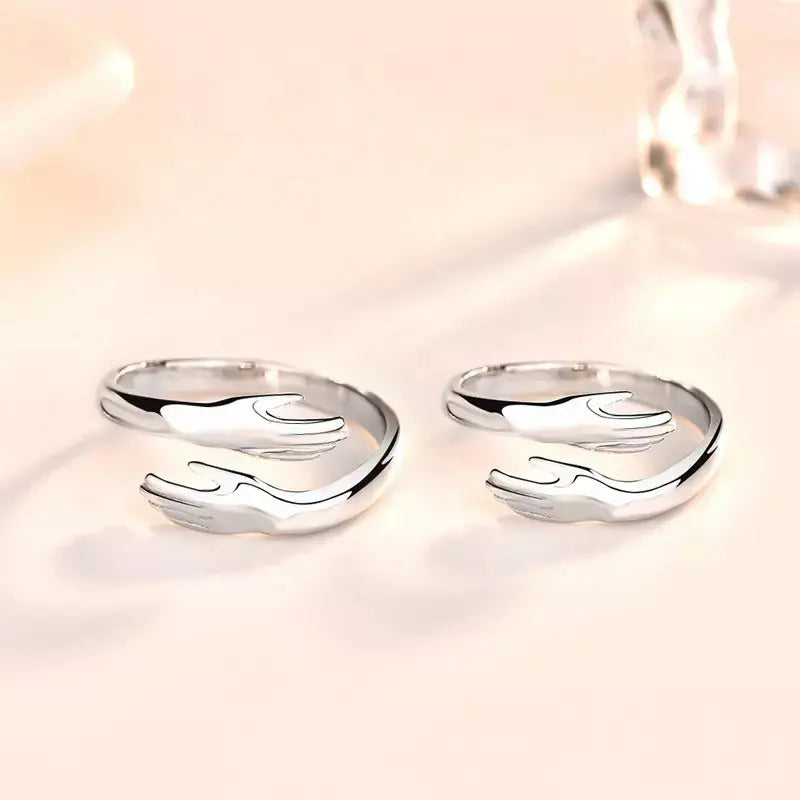 Salty Silver Hug Promise Ring - Adjustable - Anti Tarnish