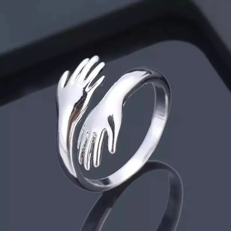 Salty Silver Hug Promise Ring - Adjustable - Anti Tarnish