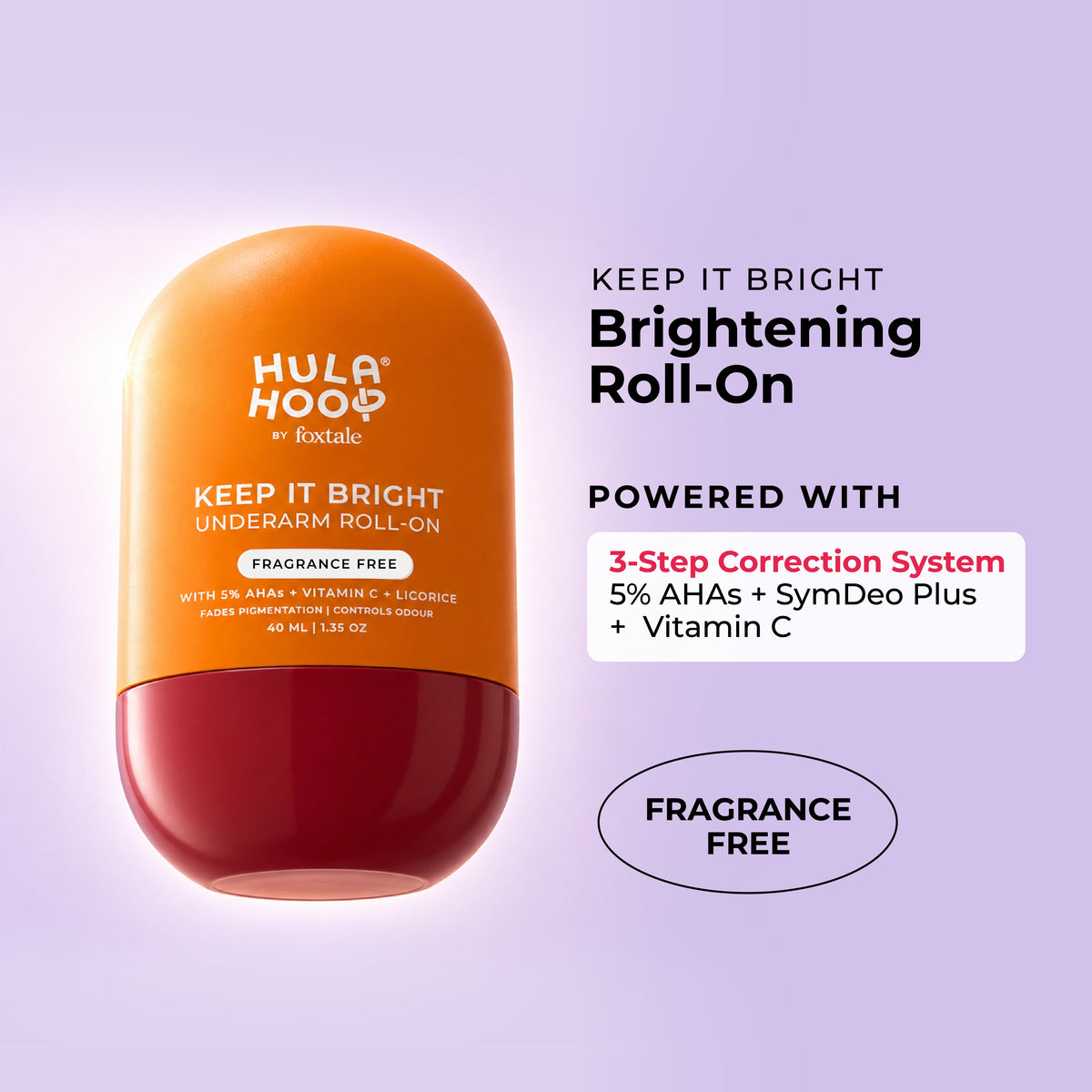 Foxtale Hula Hoop Fragrance Free - Brightening Underarm Roll-On Deodorant