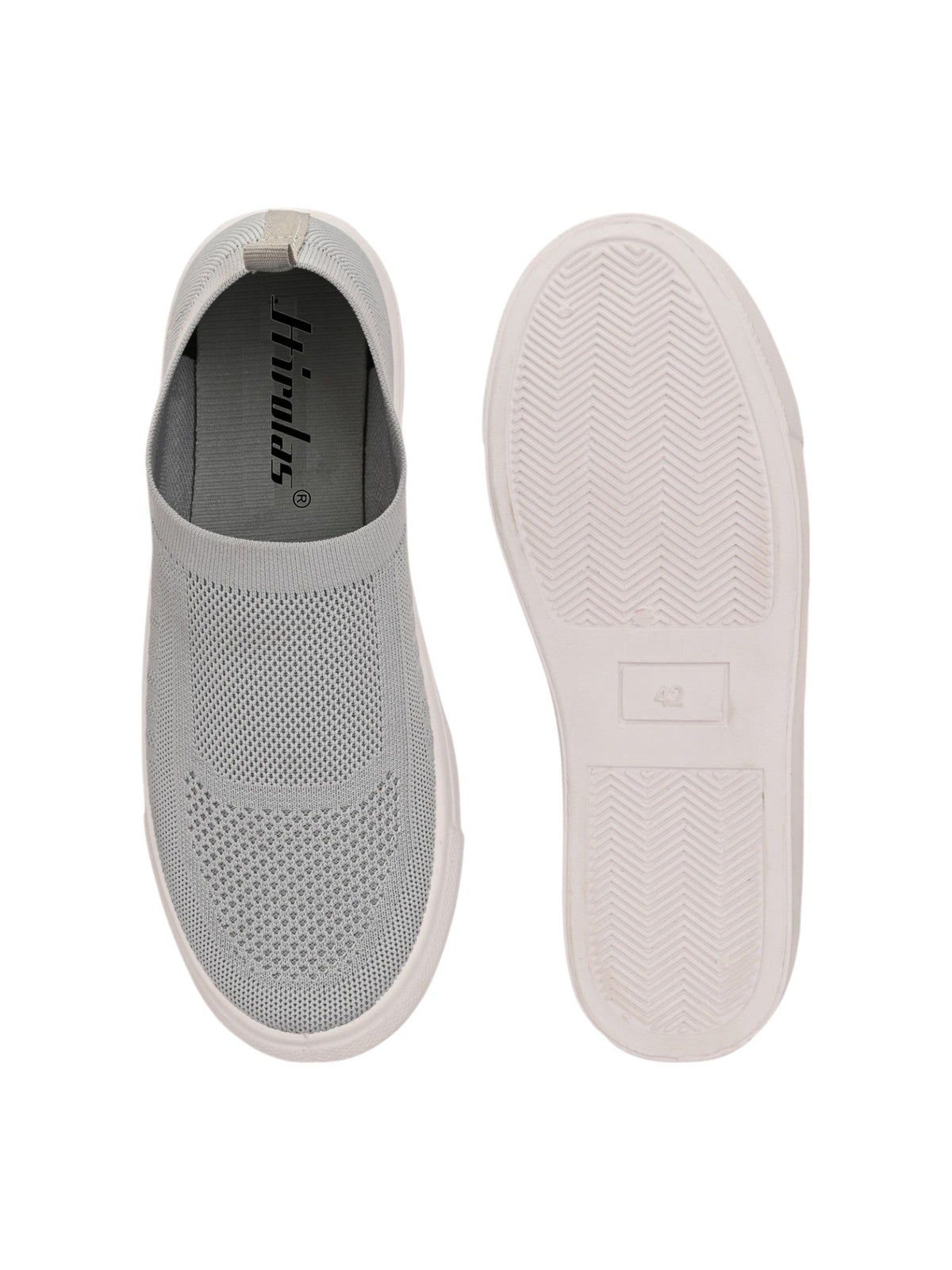 Hirolas Men's Casual Knitted Slip-On Sneaker - Light Grey