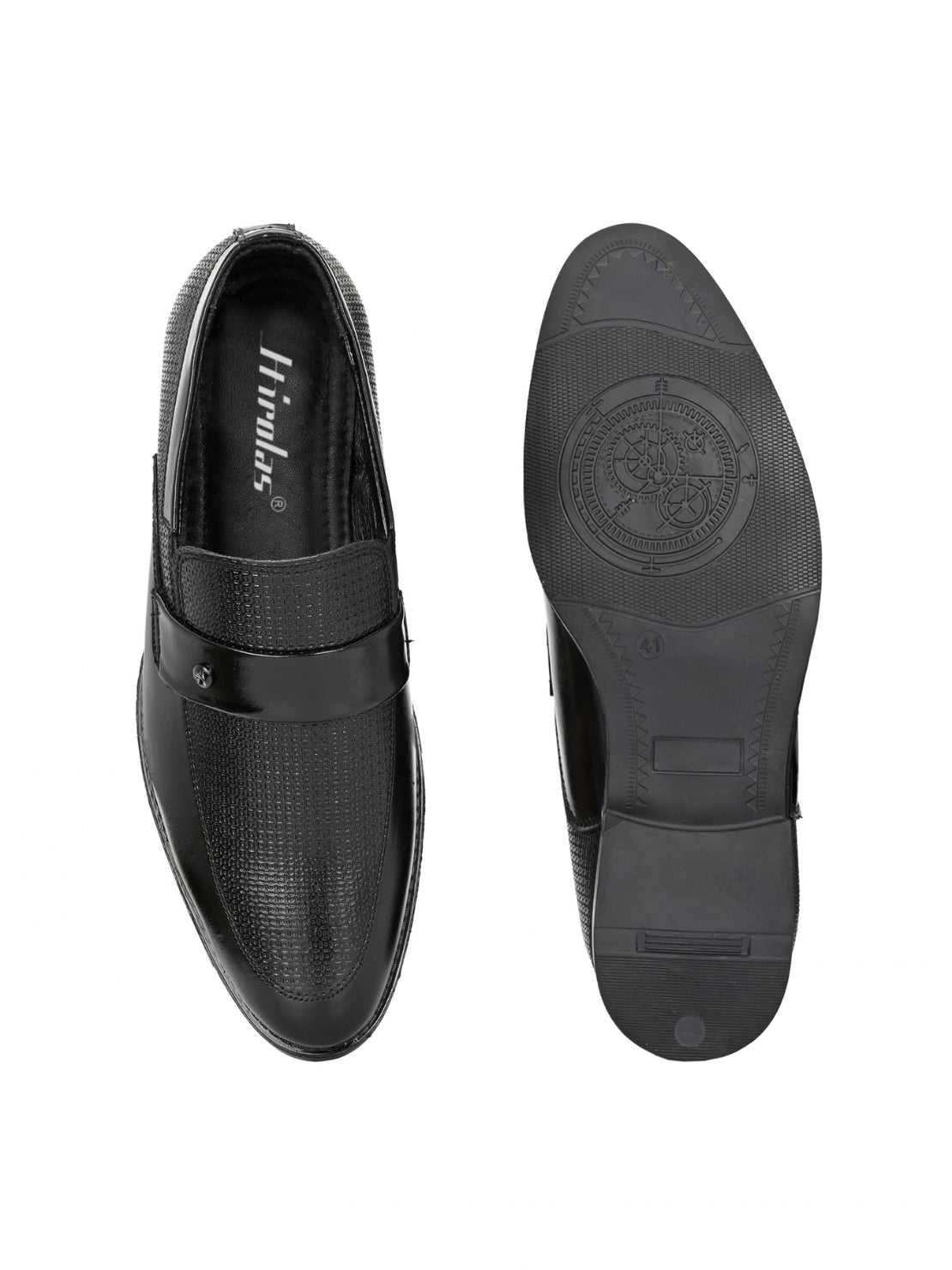 Hirolas Men's Executive Genuine Leather Moccasin Slip on Formal Shoes - Black