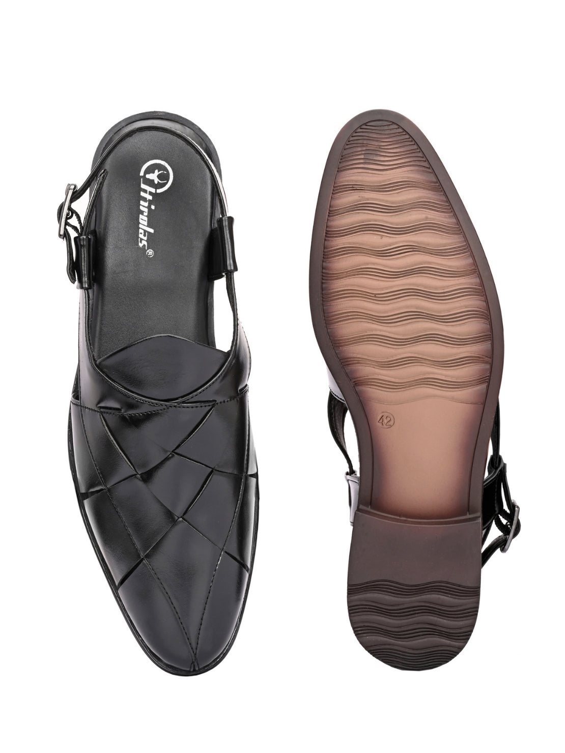 Hirolas Men's Peshawari Shoe Style Vegan Leather Roman Ethnic Sandal