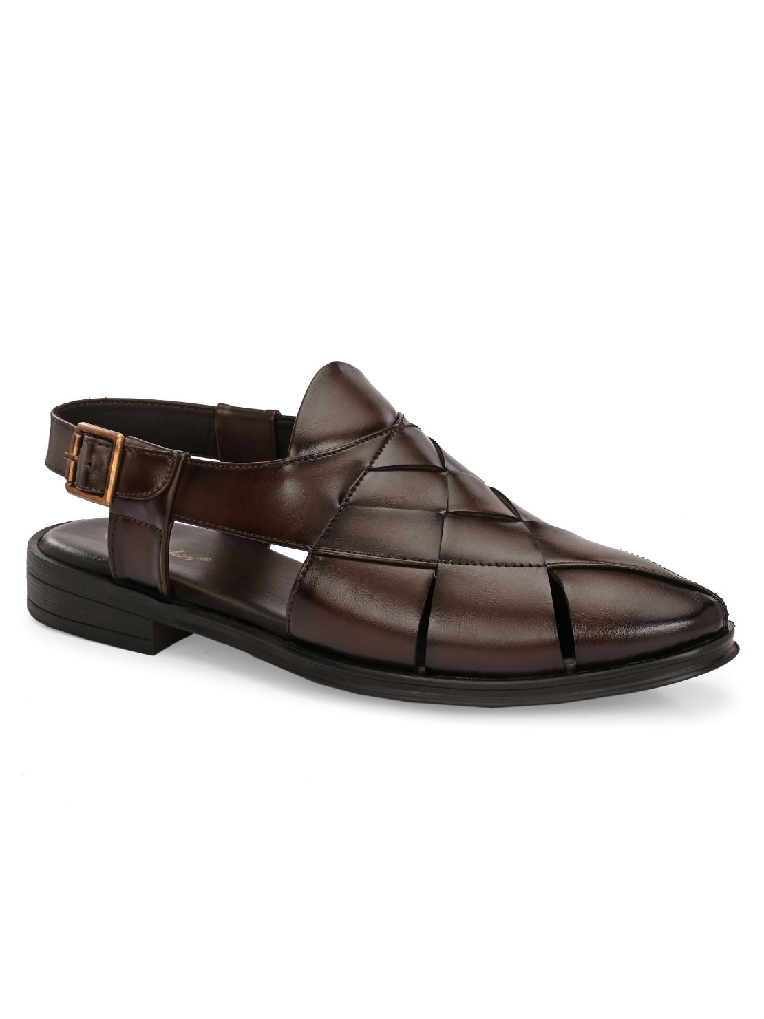Hirolas Men's Peshawari Shoe Style Vegan Leather Roman Ethnic Sandal