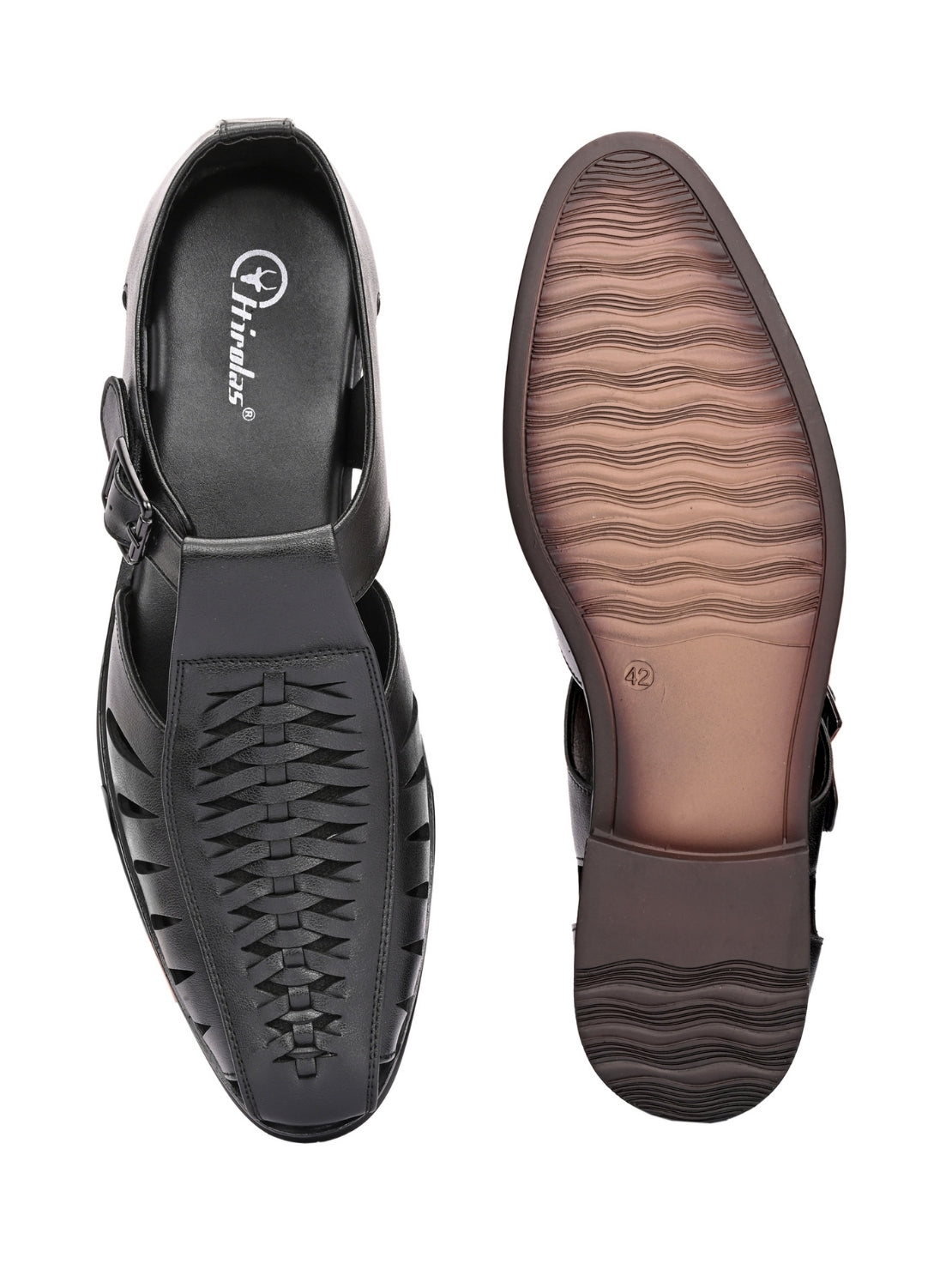 Hirolas Men's Peshawari Shoe Style Vegan Leather Roman Ethnic Sandal