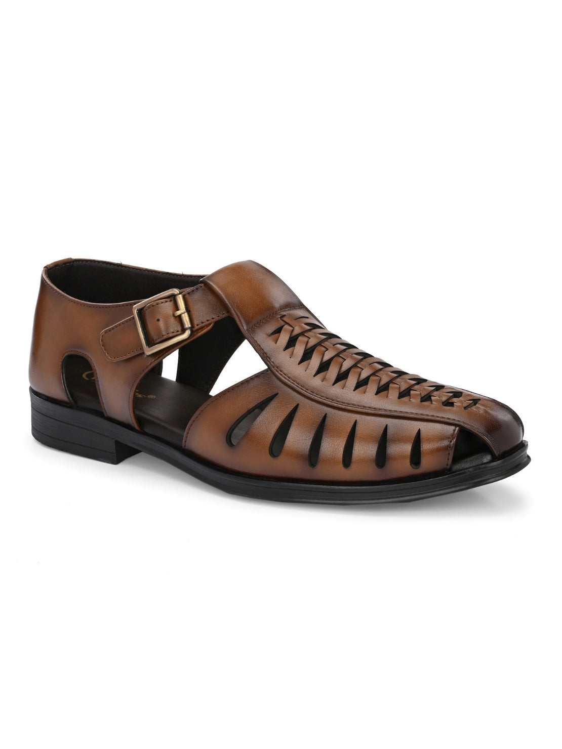 Hirolas Men's Peshawari Shoe Style Vegan Leather Roman Ethnic Sandal