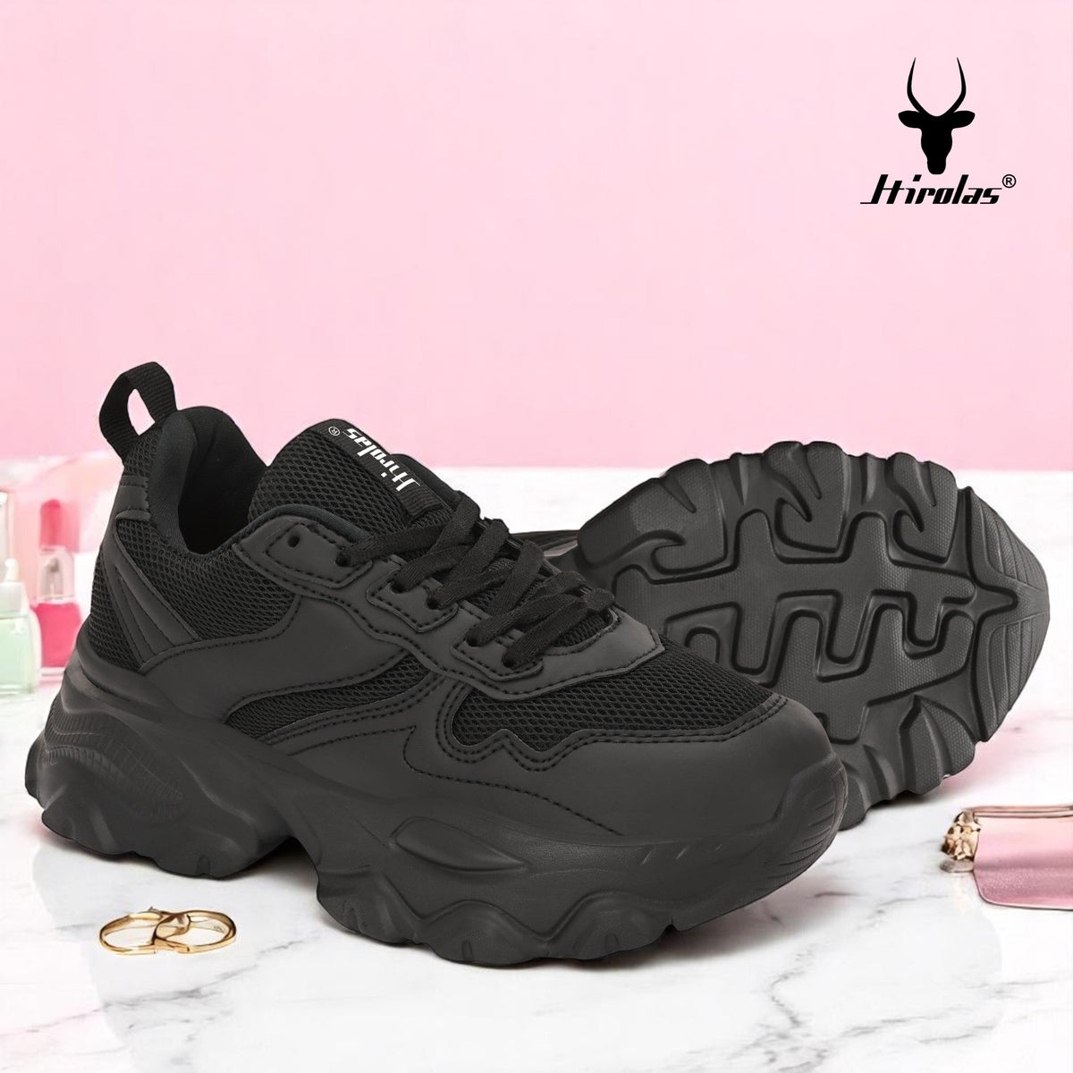 Hirolas Chunky Mesh & Synthetic Sports Shoes for women