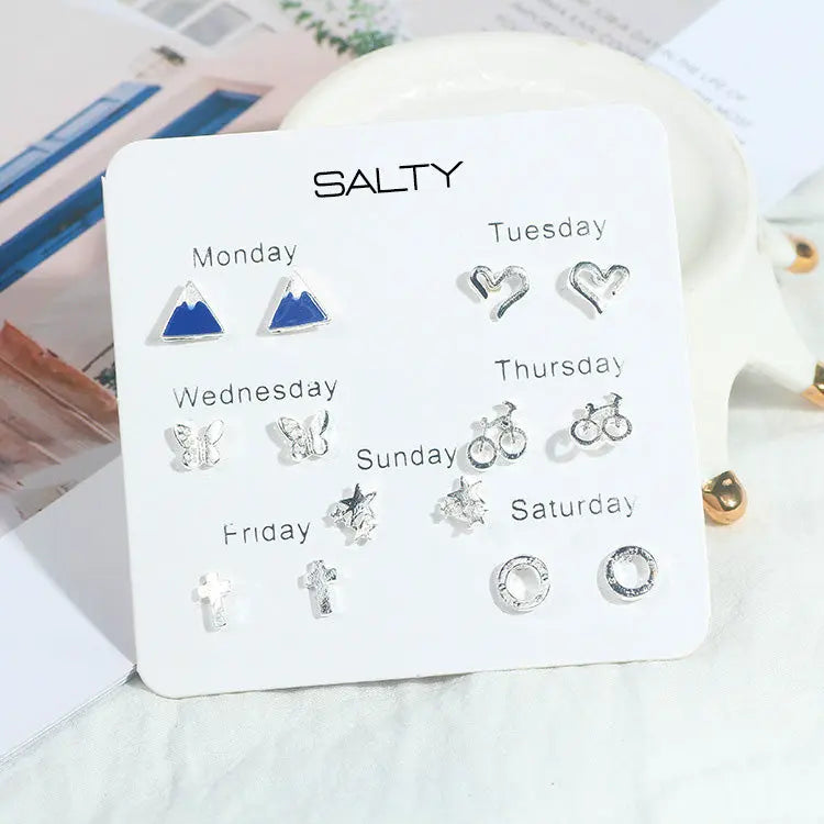 Salty "Hills" Weekly 7 Stud Earrings Set