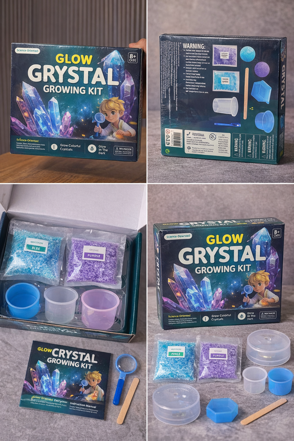 Dimorra Radiant Rocks – Crystal Growing Kit | Glow Under UV Light | 6 Crystals
