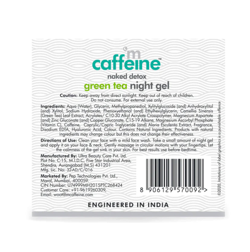 mCaffeine Green Tea Night Gel With Vitamin C - 50ml