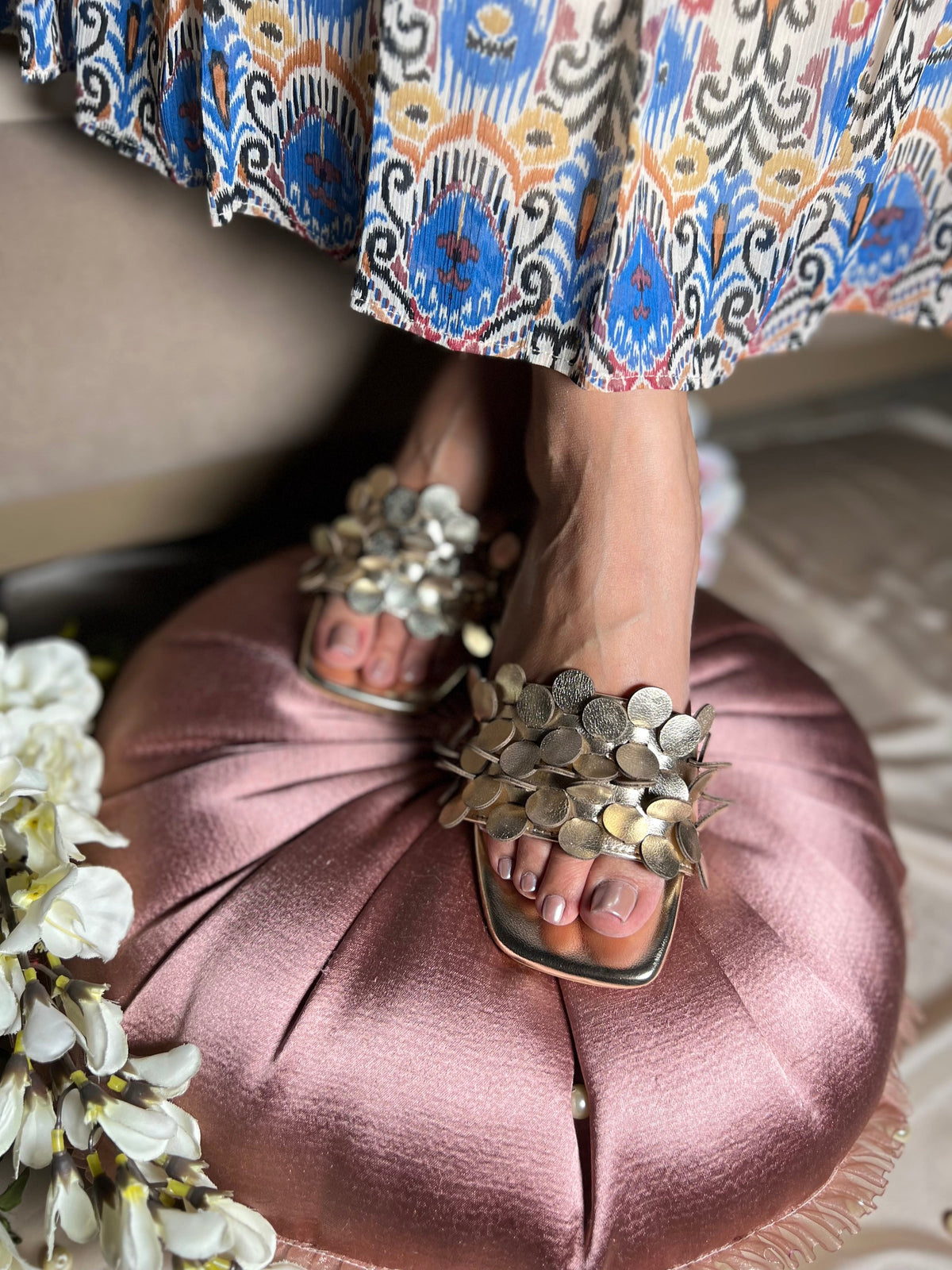 Sandal Stories Classy Champagne Gold Block Heels - 2 Inches