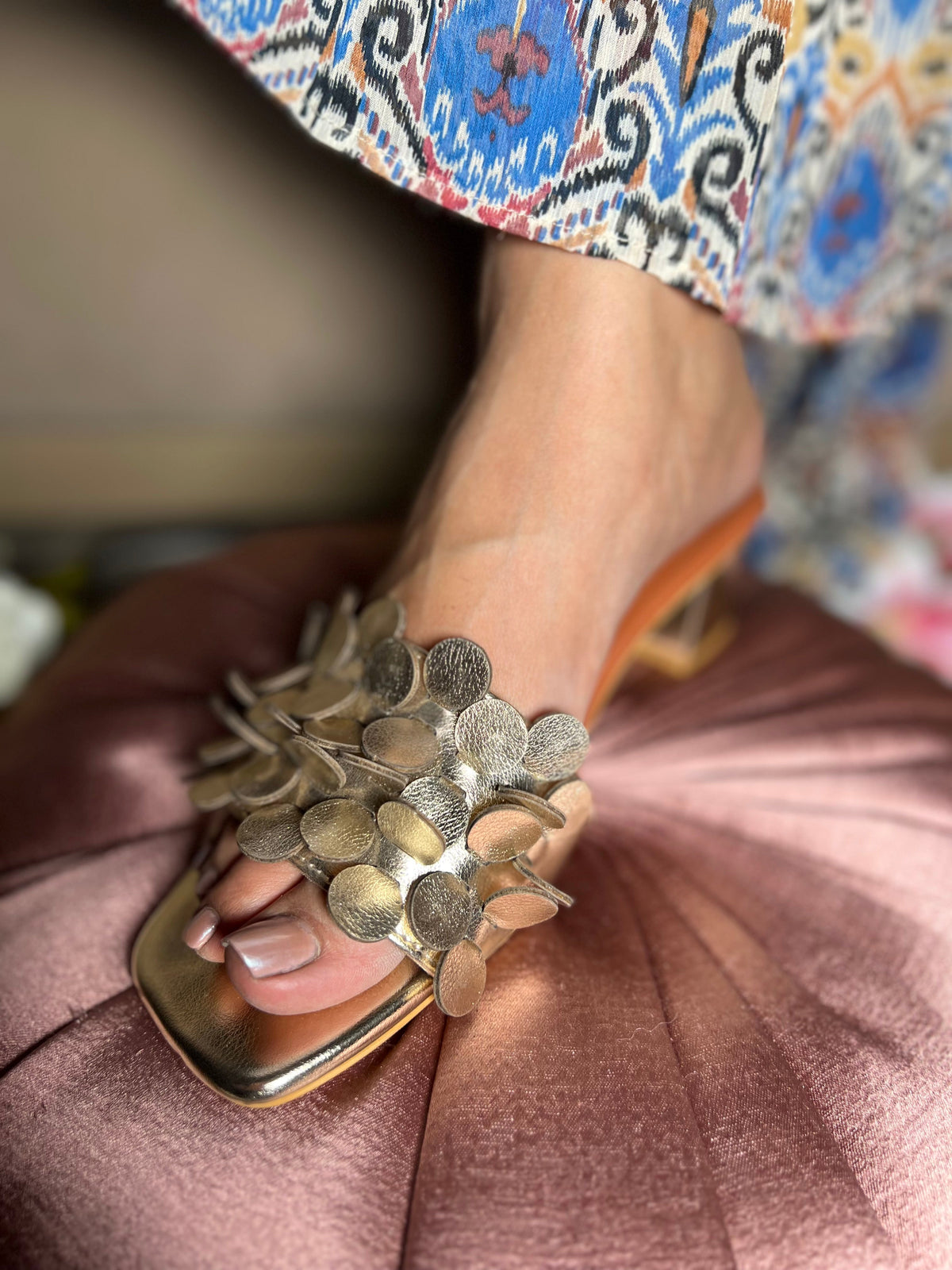 Sandal Stories Classy Champagne Gold Block Heels - 2 Inches
