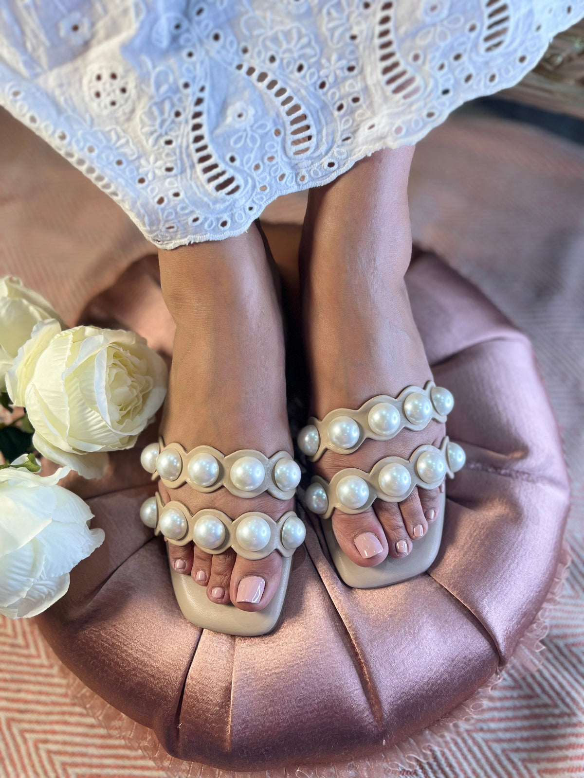 Sandal Stories Pearl Elegance Statement Sandals