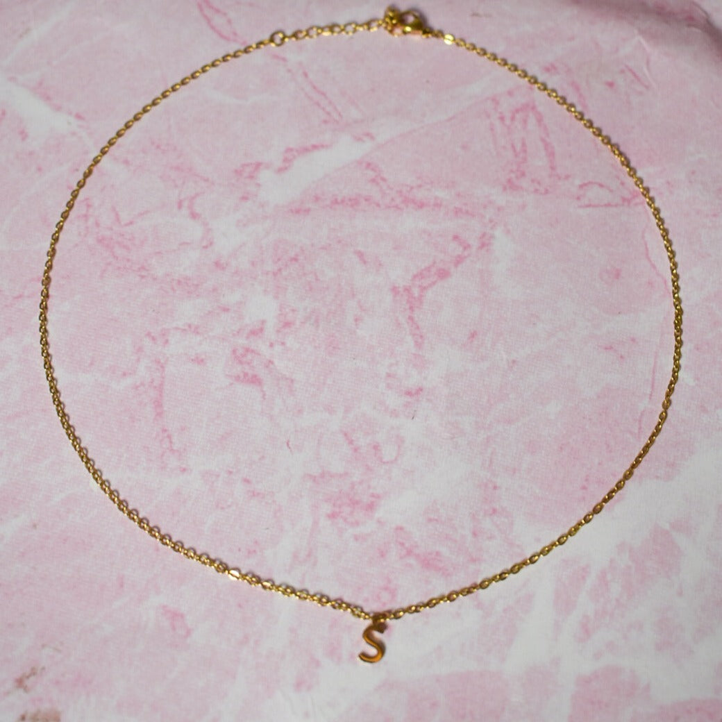 Salty 18K Gold Plated Personalized Initial Necklace