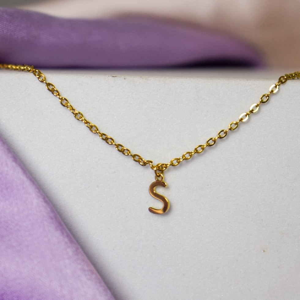 Salty 18K Gold Plated Personalized Initial Necklace