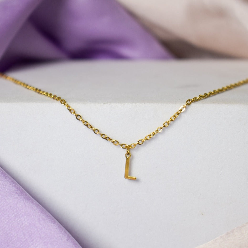 Salty 18K Gold Plated Personalized Initial Necklace