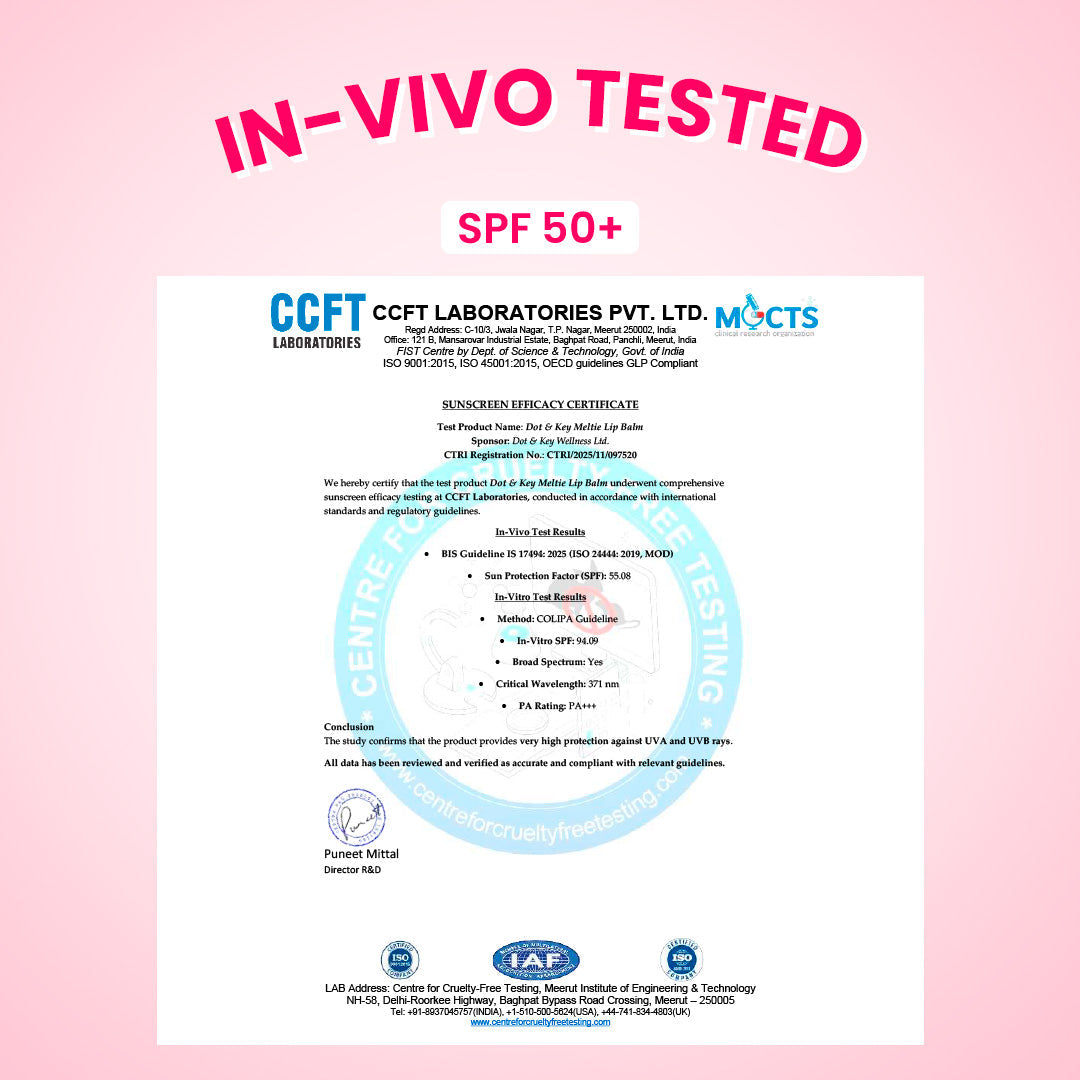 Dot & Key Meltie Lip Balm In-Vivo Tested SPF 50+ PA+++