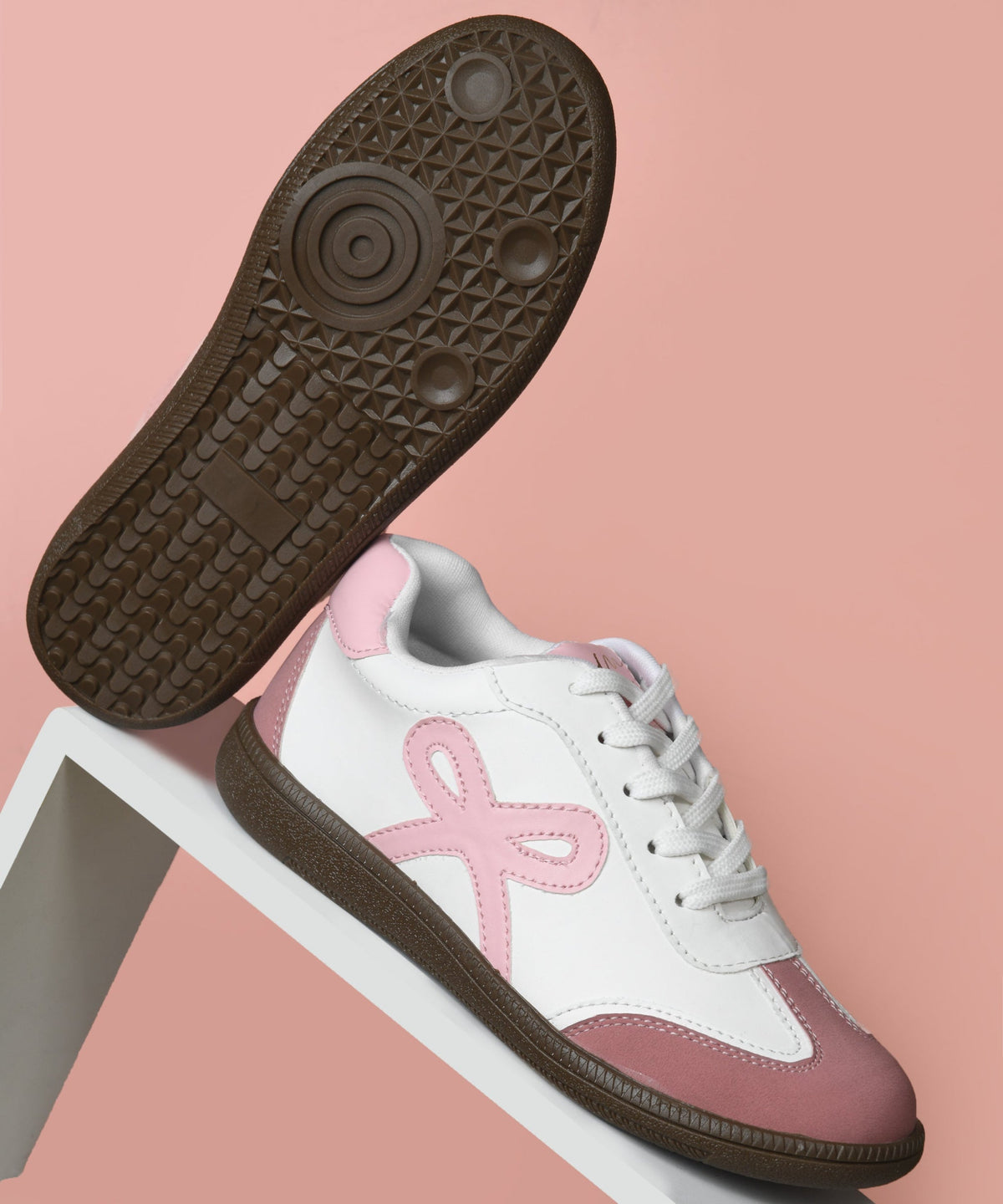 JM Looks Women's Sneakers Lace-Up Casual Sneakers for Girls, Bow Ribbon Design