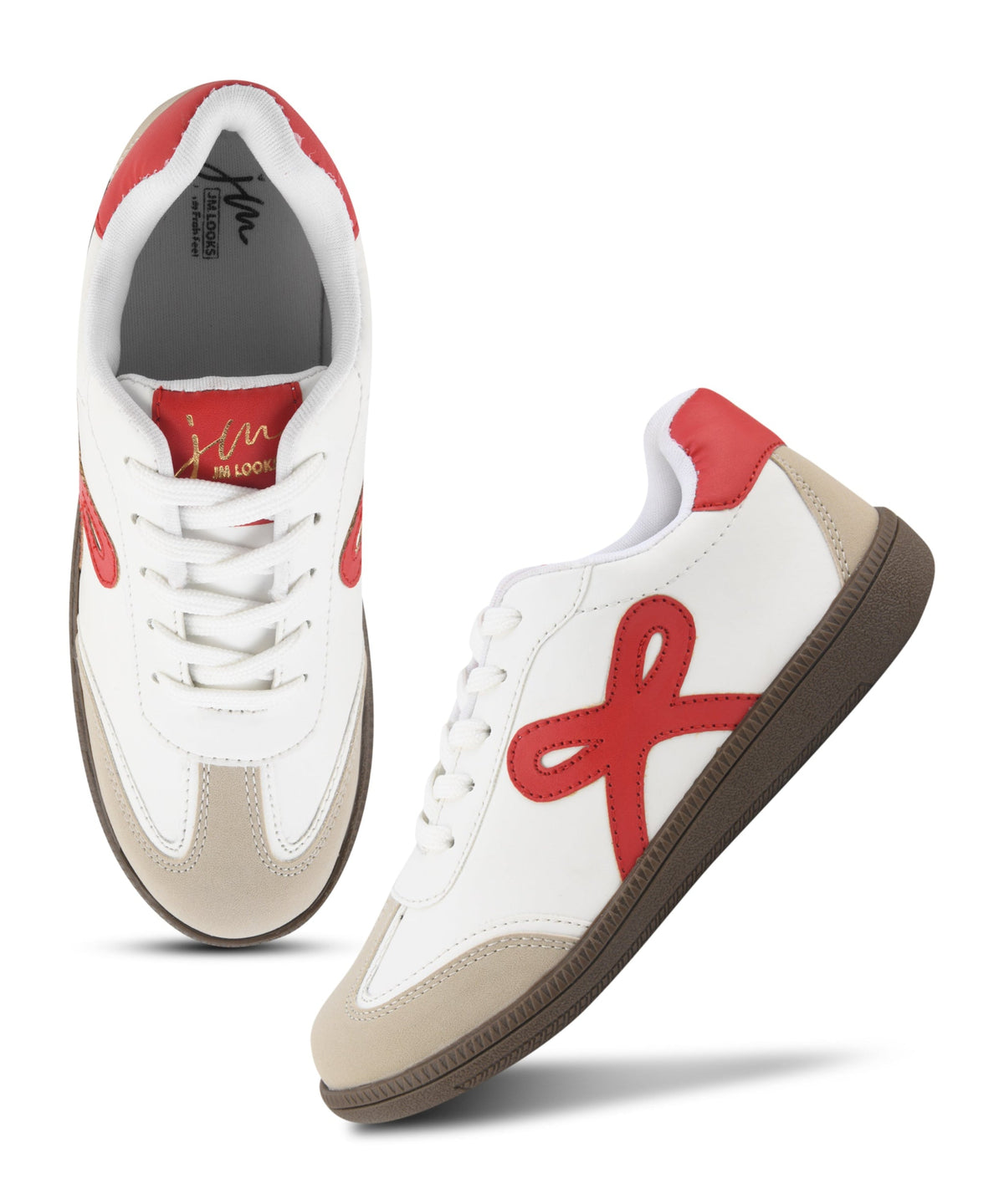 JM Looks Women's Sneakers Lace-Up Casual Sneakers for Girls, Bow Ribbon Design