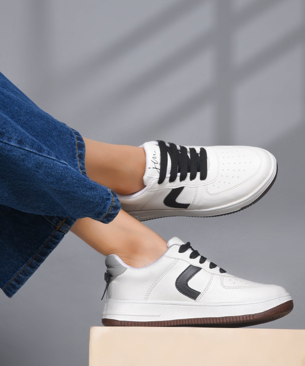 JM Looks Women's Low Top Lace-Up Bow Casual Sneakers with Perforated Detailing