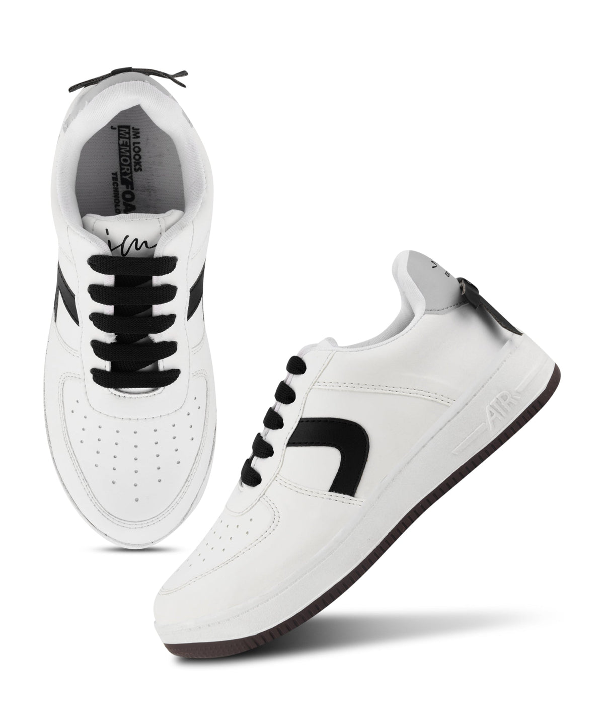 JM Looks Women's Low Top Lace-Up Bow Casual Sneakers with Perforated Detailing