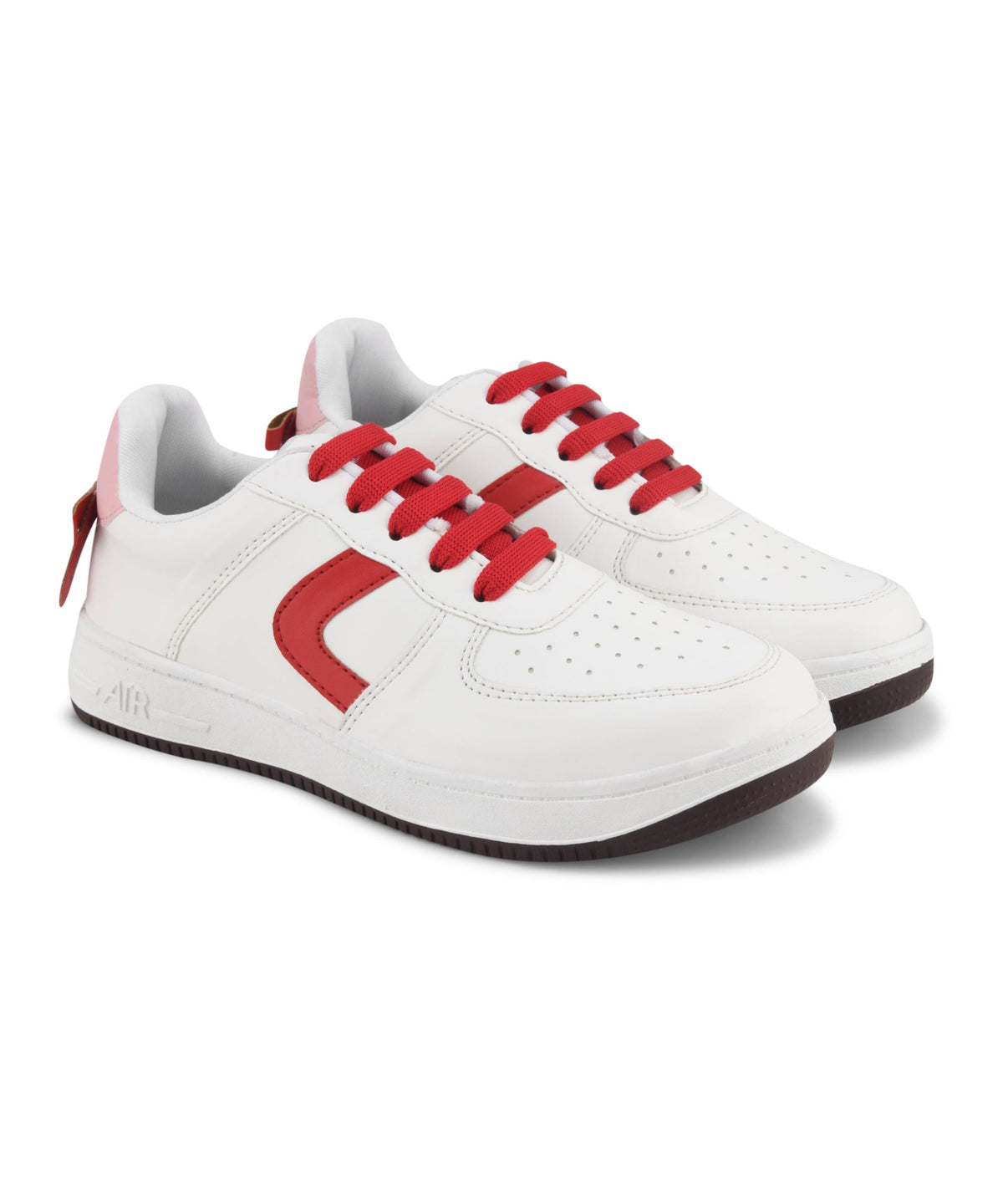 JM Looks Women's Low Top Lace-Up Bow Casual Sneakers with Perforated Detailing