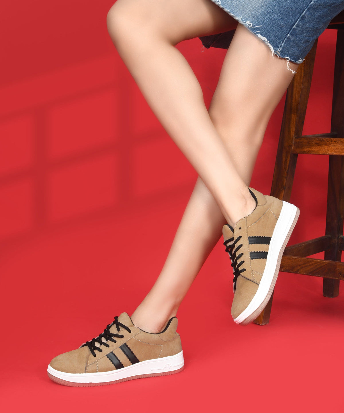JM Looks Minimal Suede Low-Top Sneakers with soft gum Sole & Contrast Side Stripes