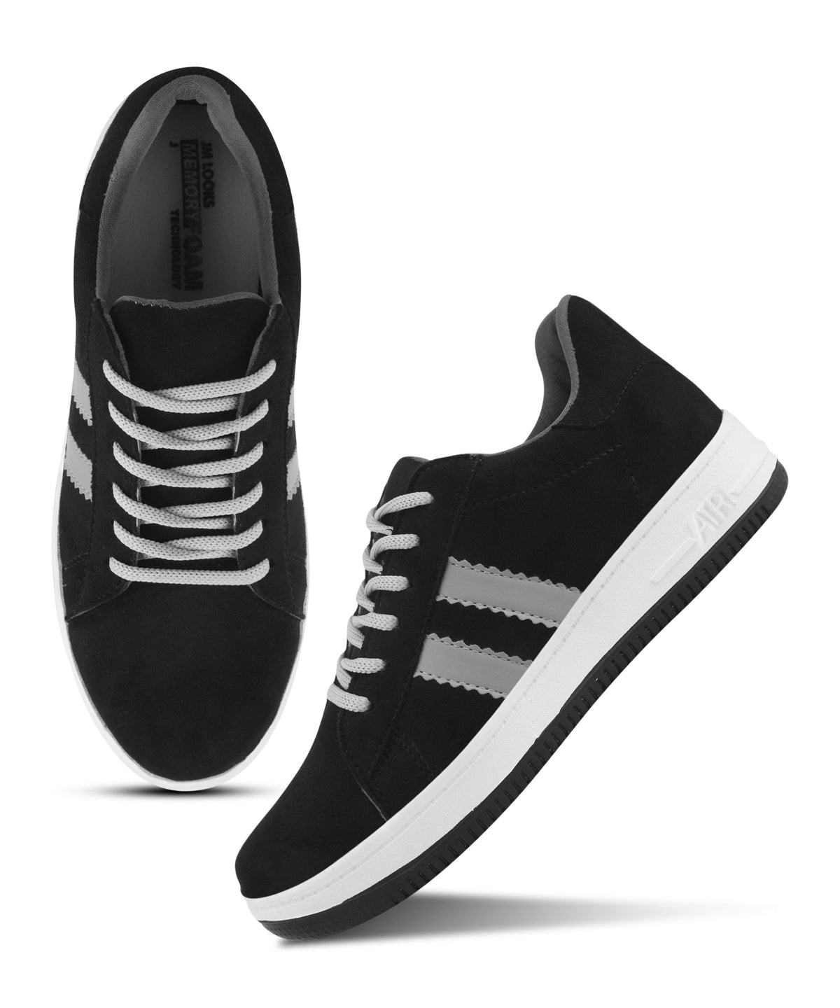 JM Looks Minimal Suede Low-Top Sneakers with soft gum Sole & Contrast Side Stripes