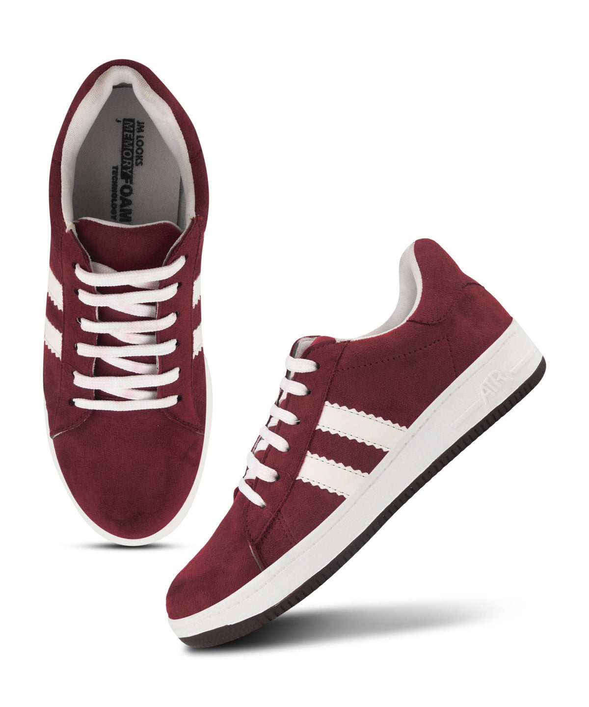JM Looks Minimal Suede Low-Top Sneakers with soft gum Sole & Contrast Side Stripes