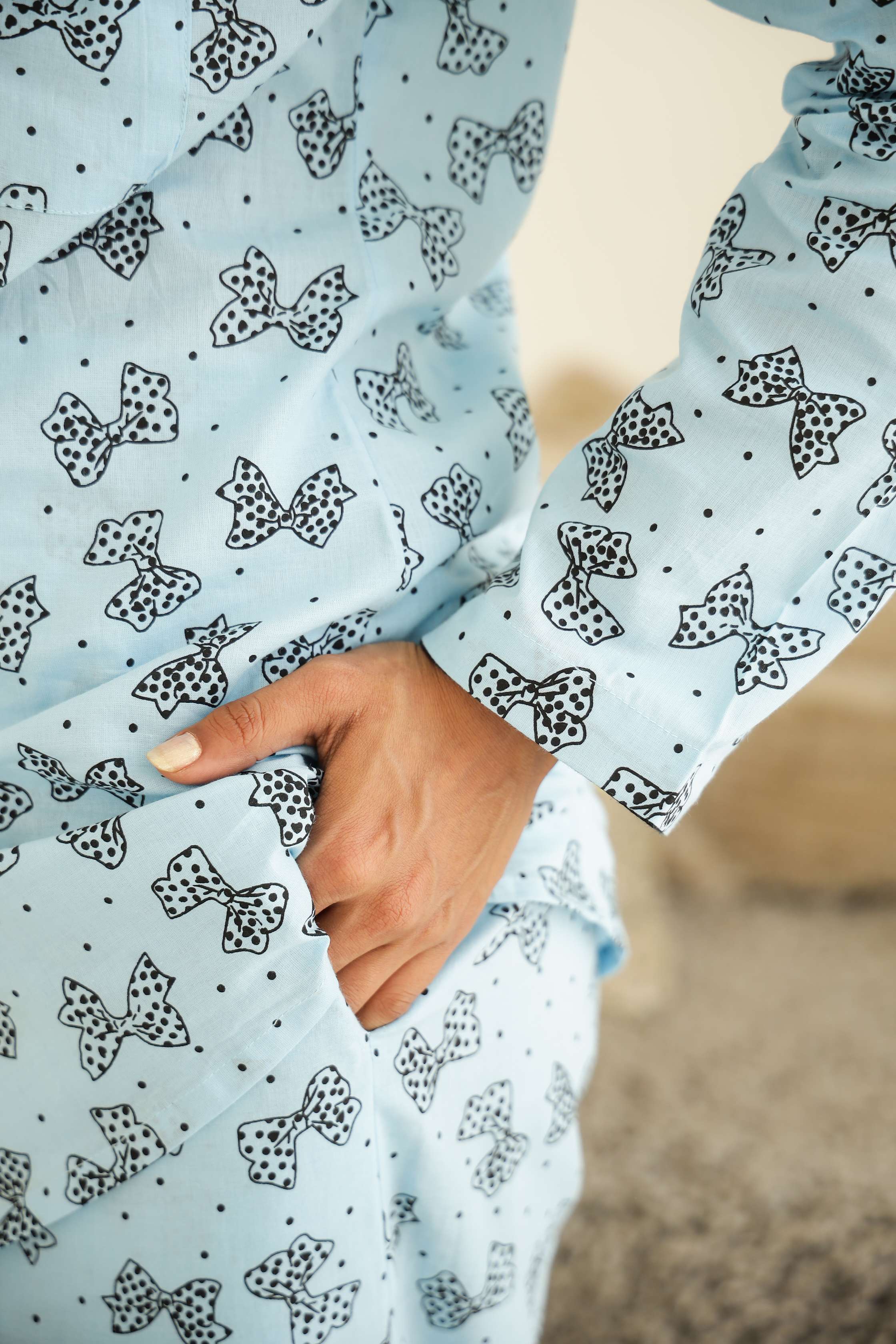 Label Flavia Cozy Butterfly Print Cotton Night Suit