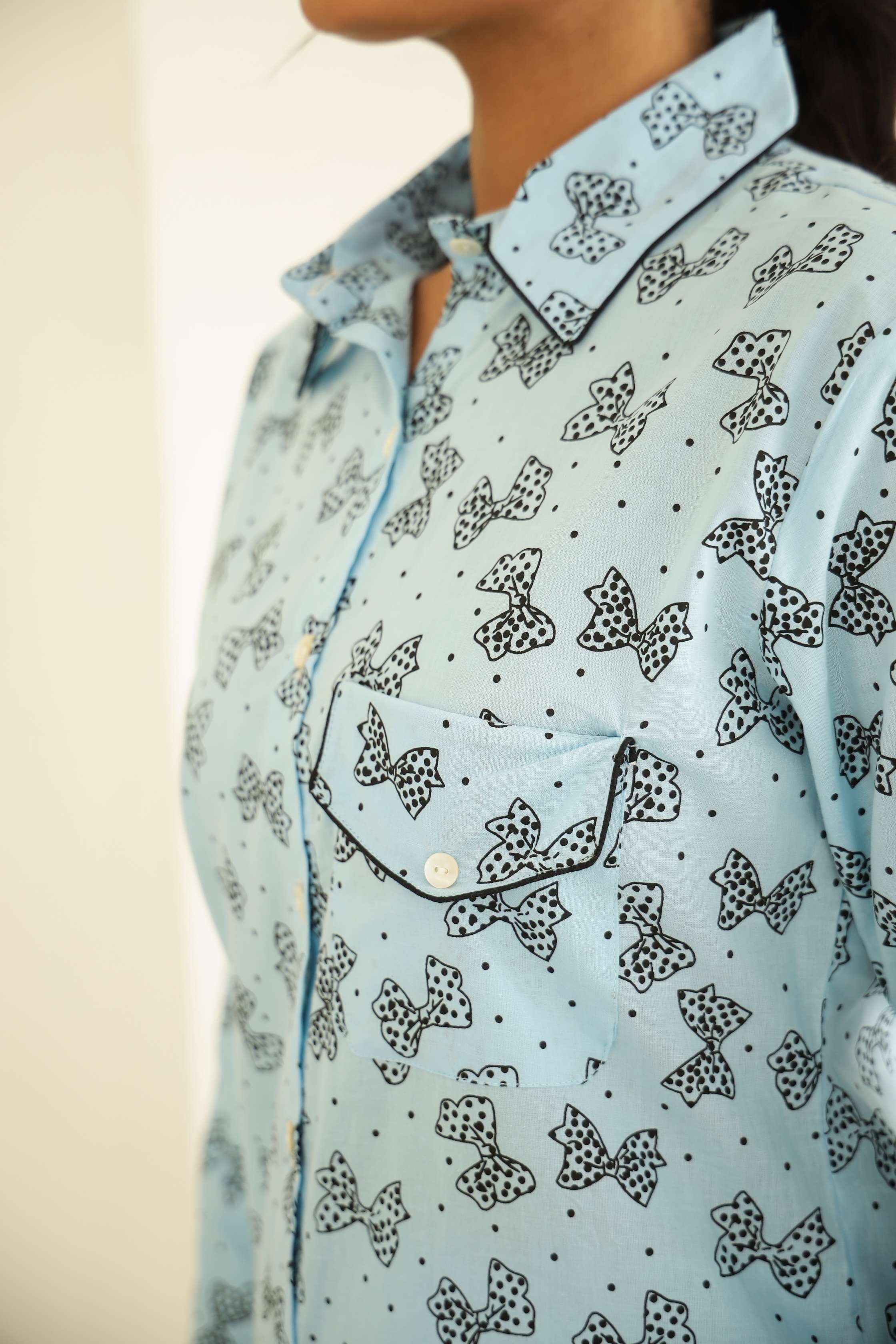 Label Flavia Cozy Butterfly Print Cotton Night Suit