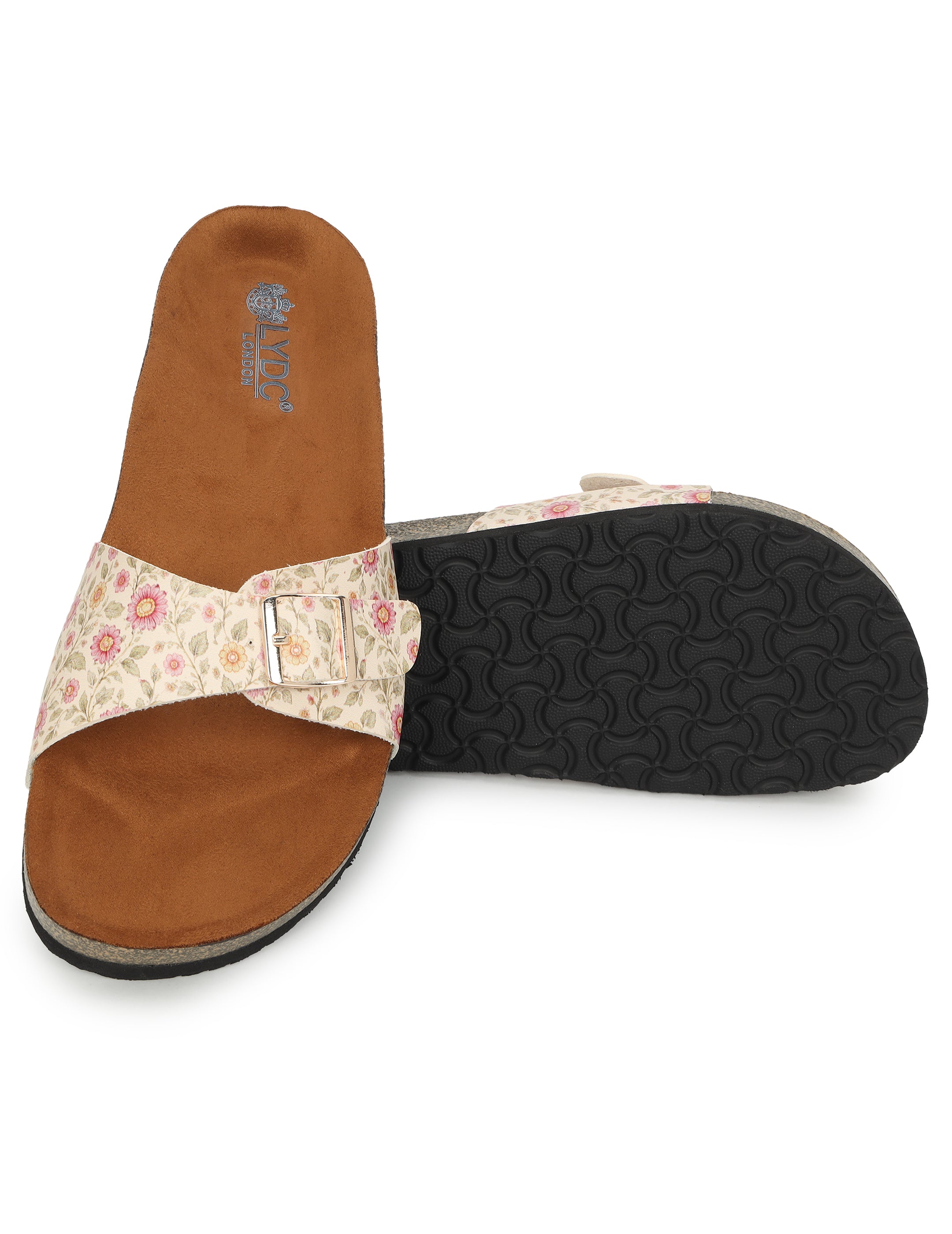 LYDC London - Women's Sanganeri Print Fashion Sandals - Camden - Beige